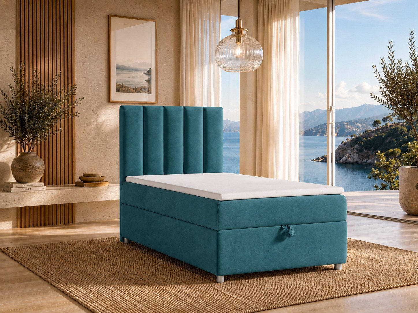 Best for Home Boxspringbett Trinity K10 SINGLE mit Bettkasten & Bonellfederkern, Komfort Topper H3 (Einzelbett, Polsterbett gepolstertes Kopfteil, Jugendbett, Kinderbett versch. Größen, 70x200 80x200 90x200 100x200 cm), mit oder ohne Topper, Flexible Liefermöglichkeiten, Handwerksqualität