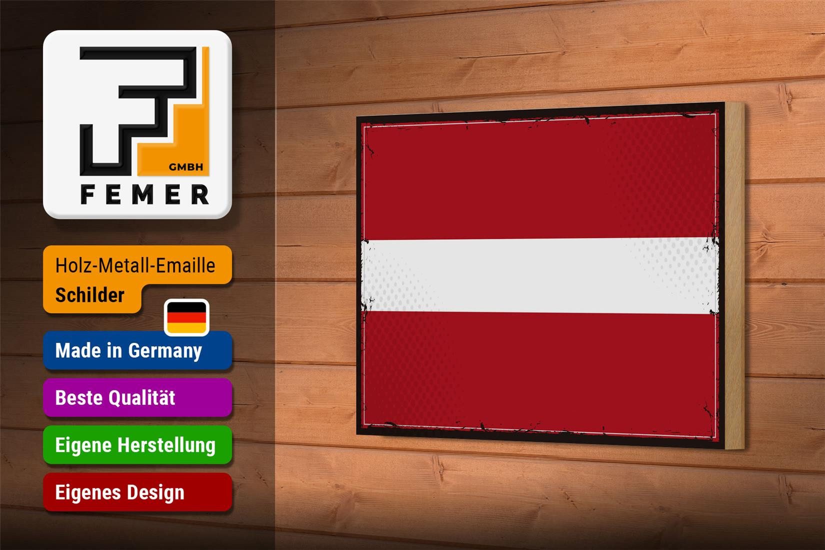 Femer GmbH Holzbild Flagge Lettlands 18x12 cm Retro Flag of Latvia, Flaggen (1 St), Glatte Holzfaserplatte (MDF), vorn beschichtet