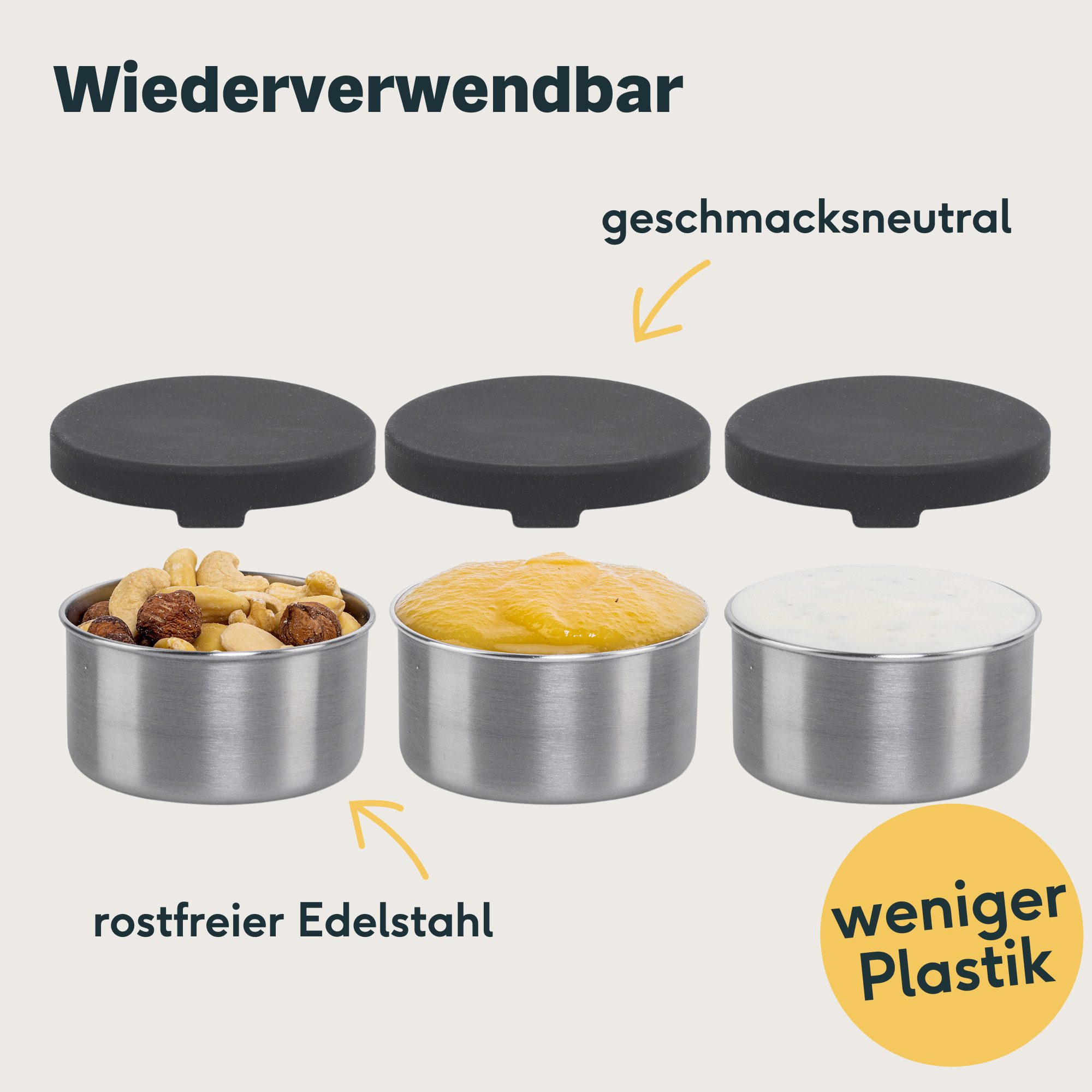 SILBERTHAL Dipschale Aufbewahrungsbehälter 150ml für Dips, Nüsse und Soßen, Edelstahl, (1-tlg)