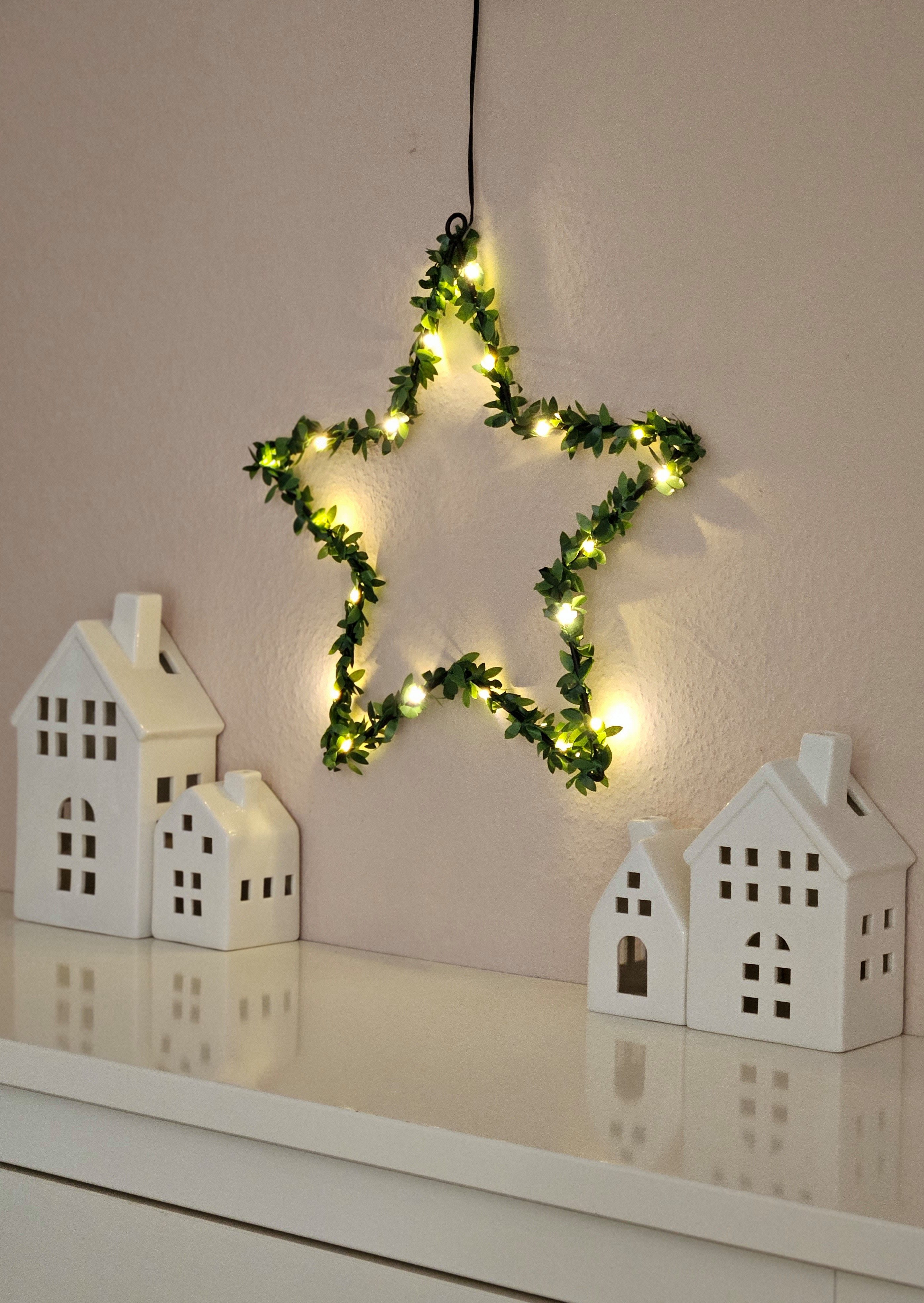 Meinposten Fensterdekoration Herz Stern LED Silhouette Warmweiß Weihnachtsbeleuchtung 30cm