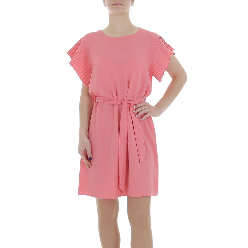 Ital-Design Sommerkleid Damen Freizeit (86164426) Kreppoptik/gesmokt Minikleid in Coral