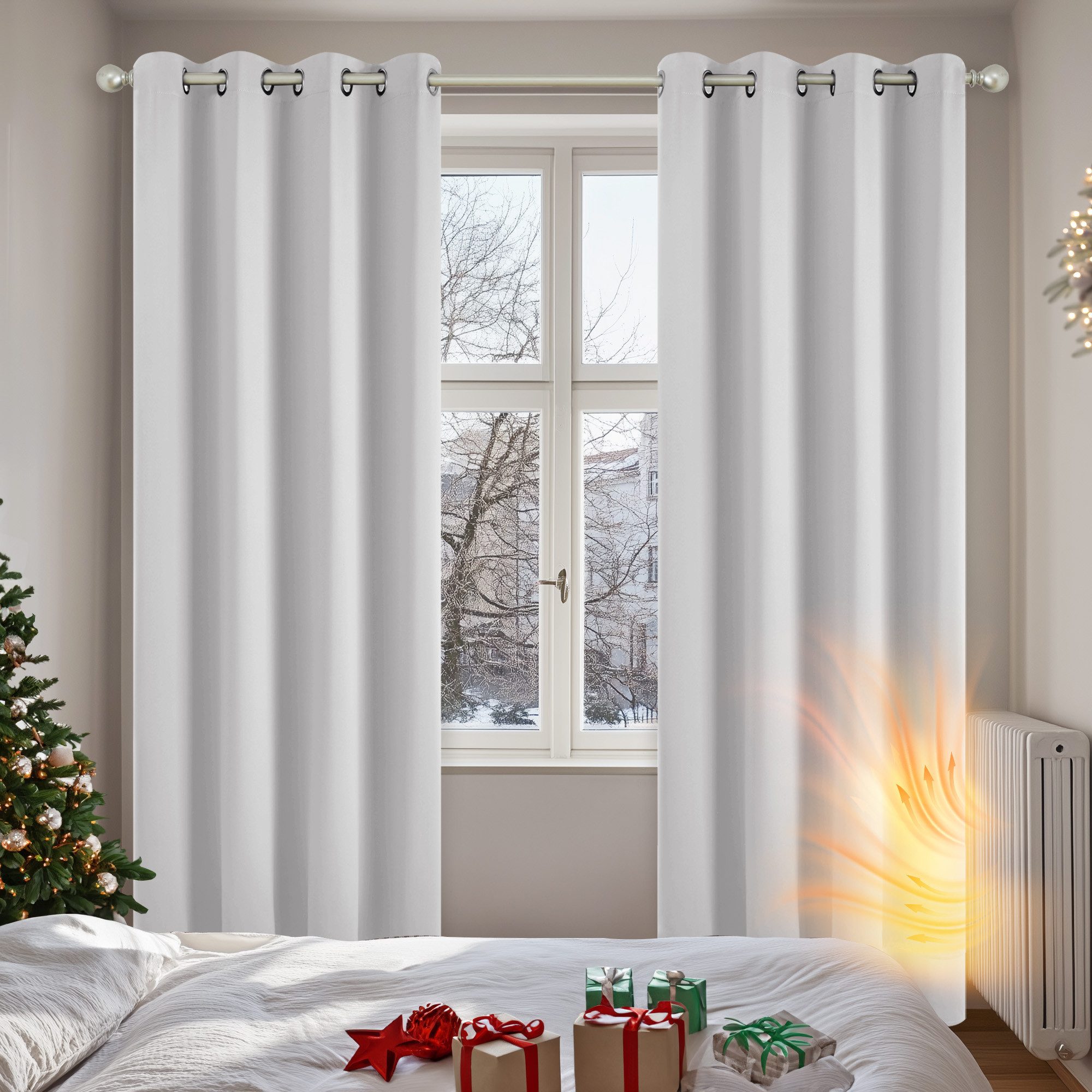 Deconovo Verdunkelungsvorhang Gardinen mit Ösen Blickdichte Vorhang Kälteschutz Schlafzimmer 2er Set, Blackout Curtain einfarbig Thermo Vorhang Verdunkelung Wärmeisolierend