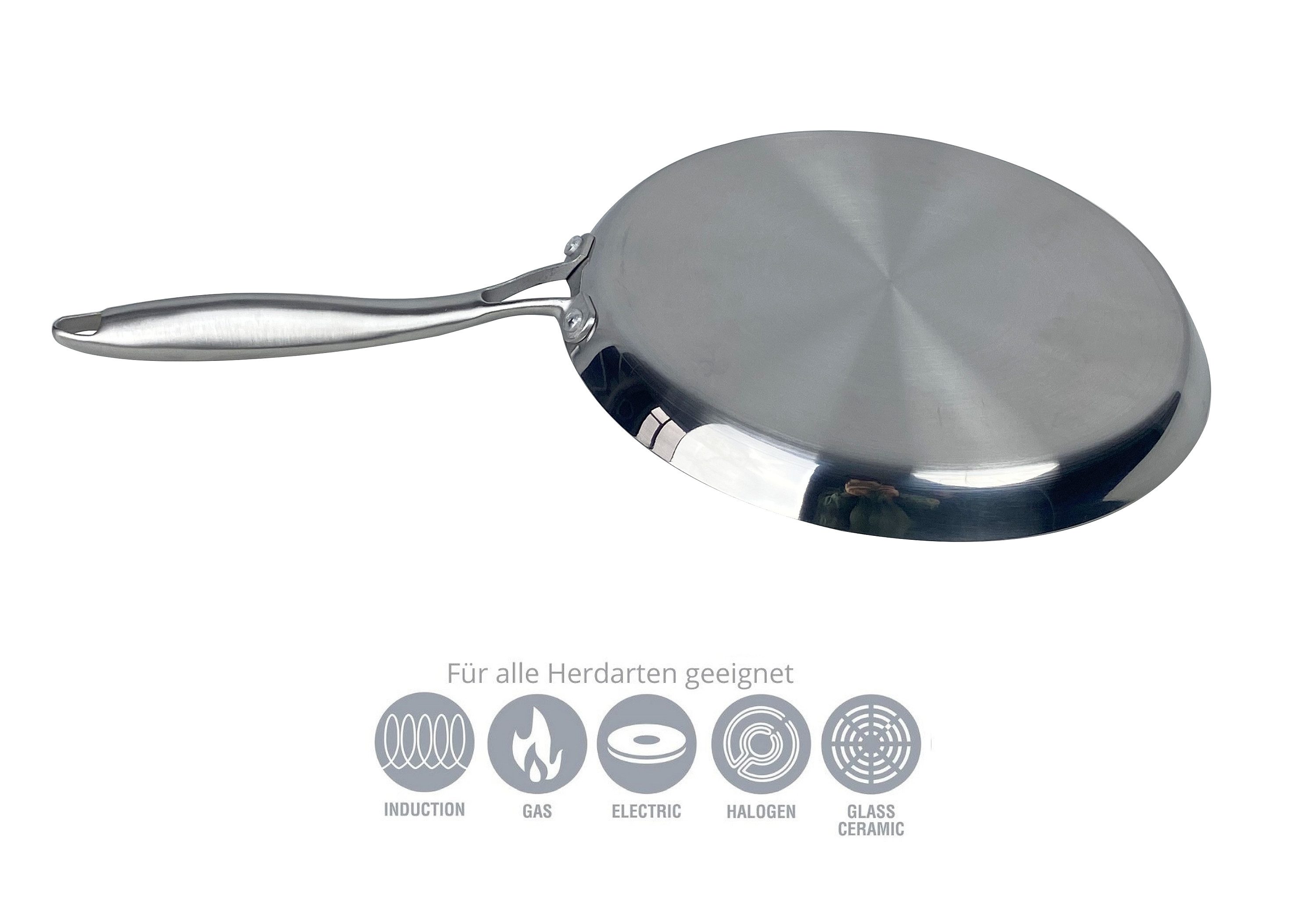 Cheffinger Pfannen-Set Pfannkuchen Crepes Pancake Pfanne Edelstahl Ø28cm Induktion, Material: Edelstahl – Bild 5 von 5