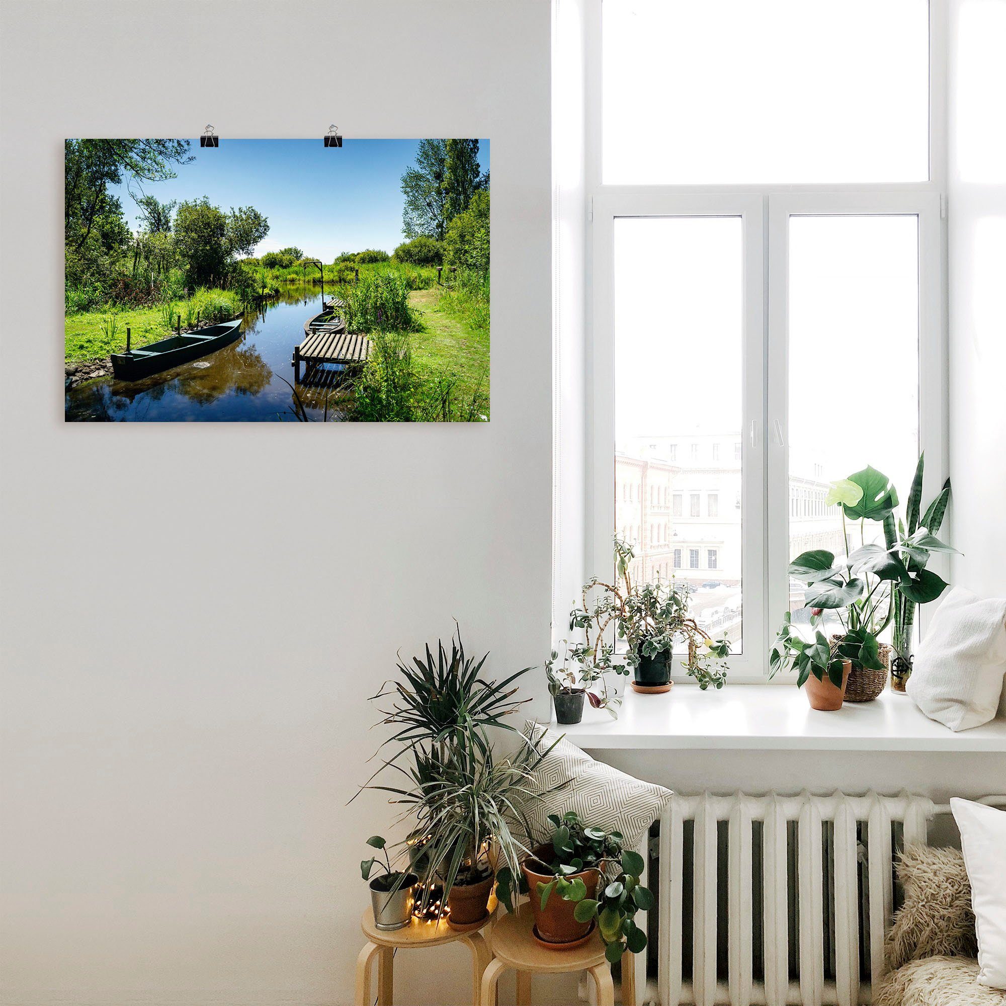 Artland Wandbild Naturlandschaft am Fluss Leinwandbild, Frankreich, (1 Poster Gewässer versch. oder in Alubild, Größen St), als Wandaufkleber in