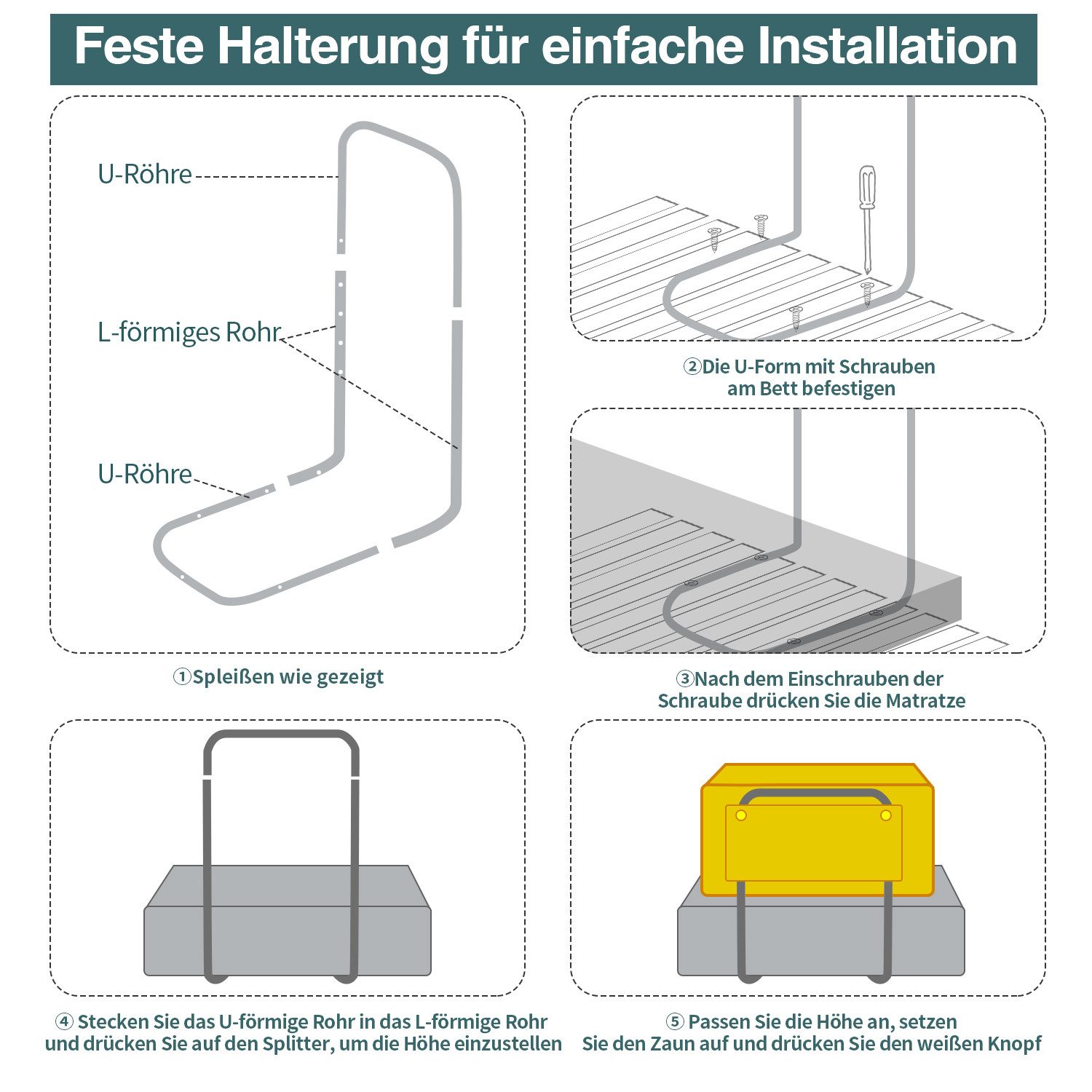 Clanmacy Bettschutzgitter Bettgitter Bettschutzgitter Kinder Verstellbares Seitenschutz 50/60cm (1 St)