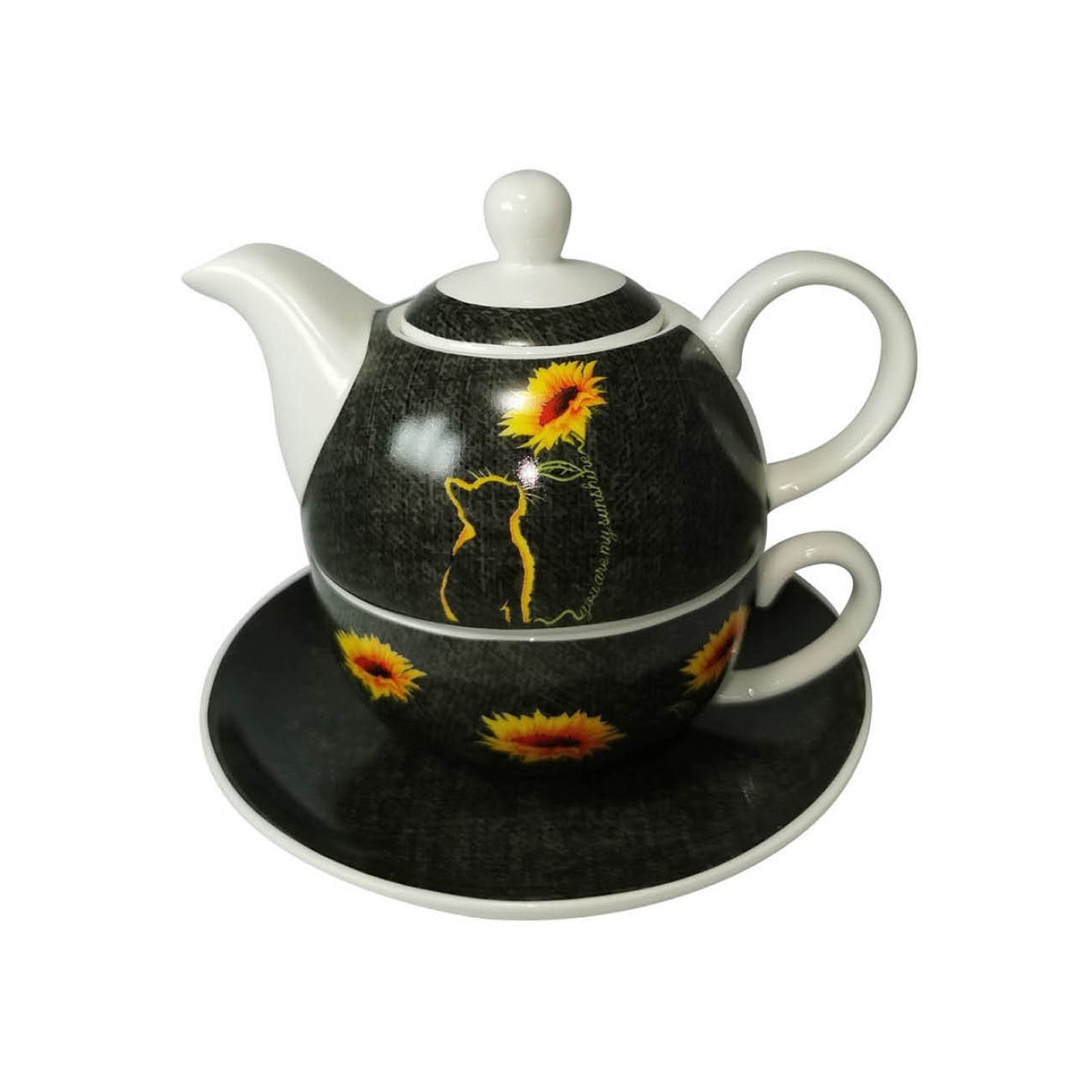 Jameson + Tailor Teekanne Tea 0.3 Stück), Teekanne Katze Sonnenblume, (Stück, mit for l, Set Teetasse One