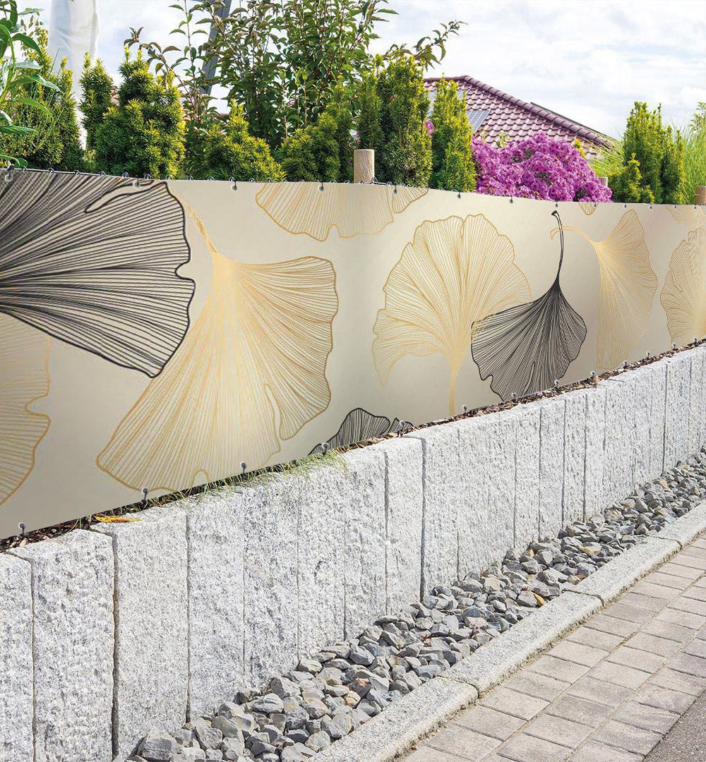 Thumbnail - MyMaxxi Sichtschutzzaunmatten Zaunbanner fallende Ginko Blätter Muster Sichtschutz Garten Zaun, (Bambus grün)