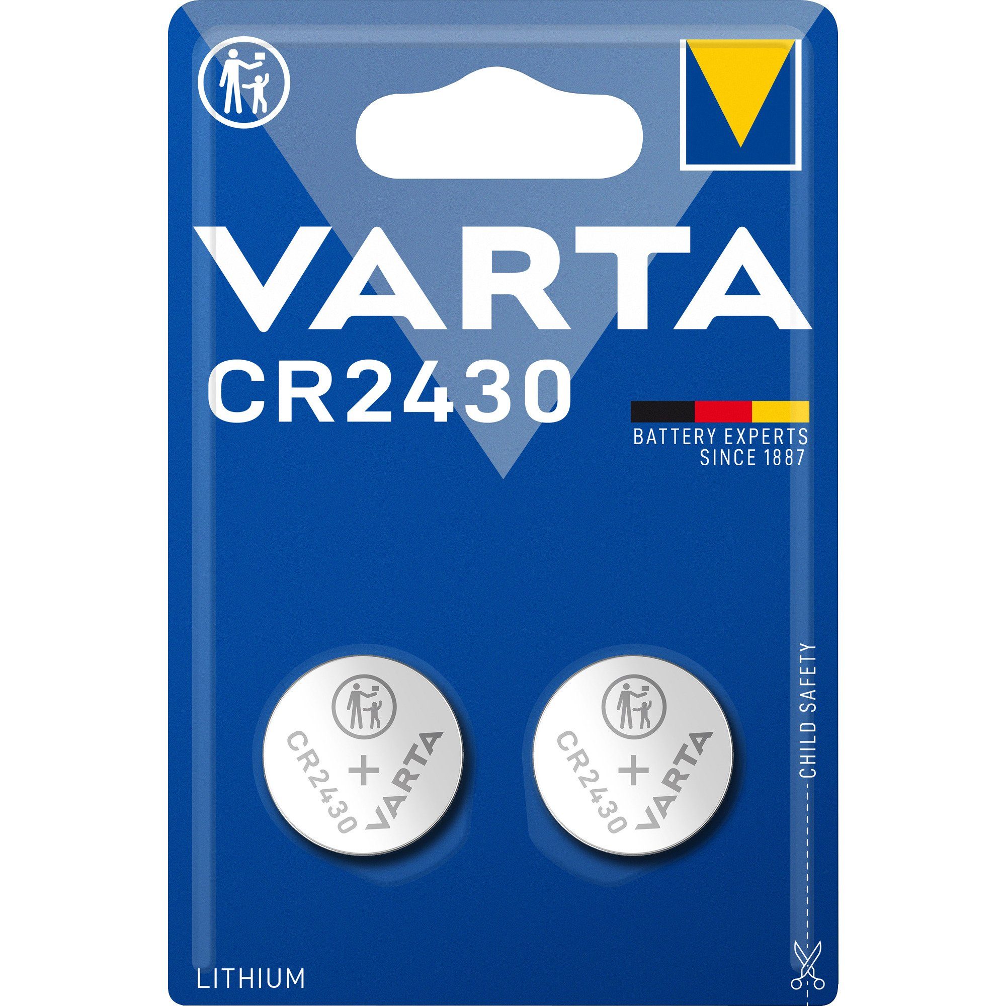 VARTA VARTA Lithium Coin Knopfzelle CR2430, Batterie, (2 Batterie