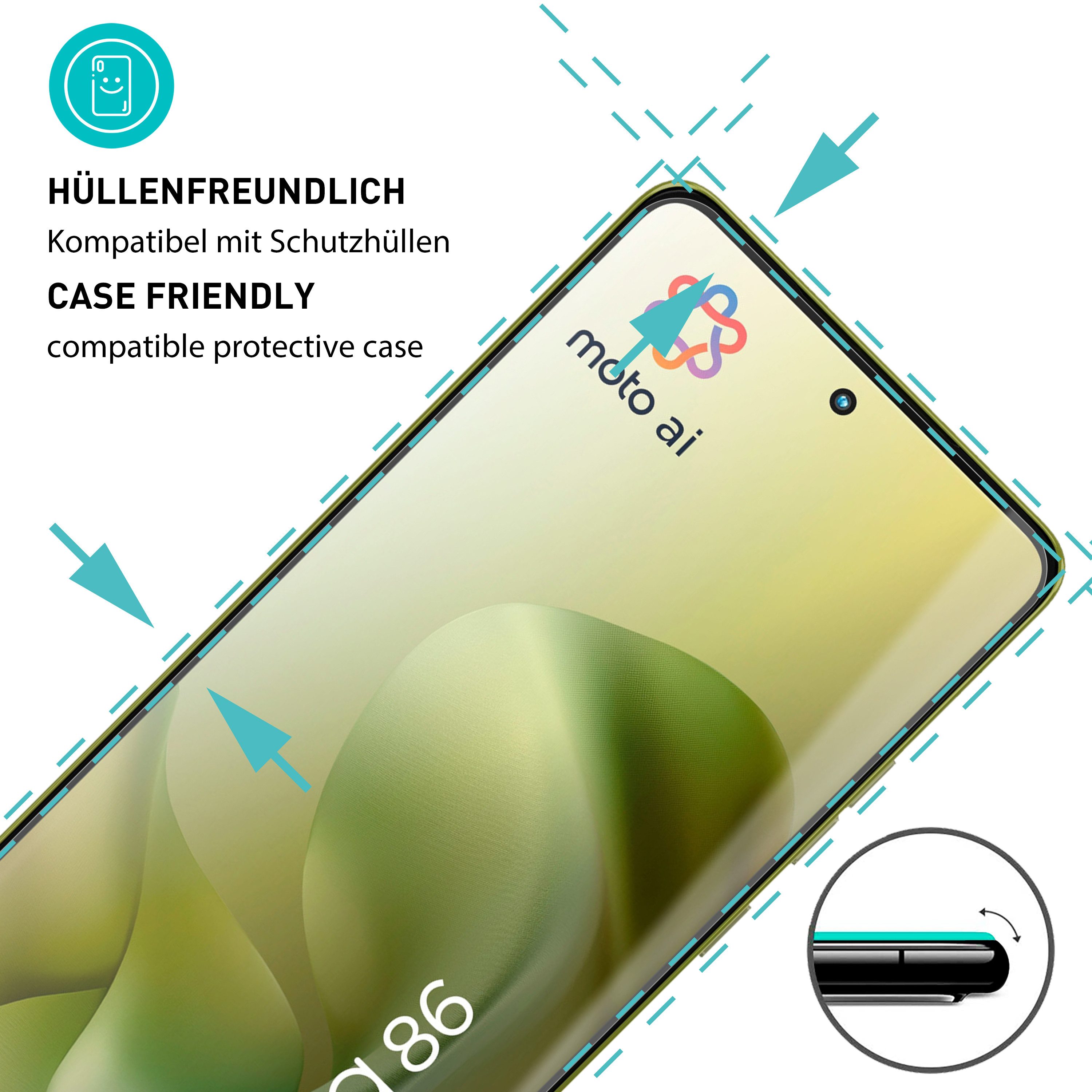 smartect Displayschutzglas Schutzglas Panzerfolie Klar für Motorola Moto G86 5G, Set, 3 Stück, Schutzfolie Glasschutz Bildschirm