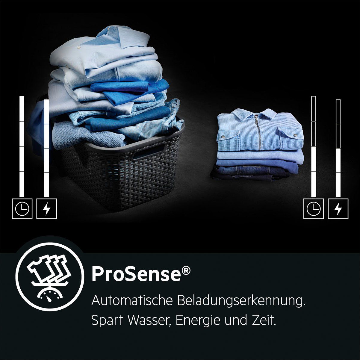 8 Wasserverbrauch ProSteam 5 - Waschtrockner kg, U/min, 1600 AEG % L7WBA60680, für kg, weniger 96 Dampf-Programm