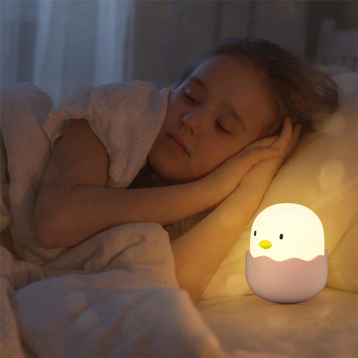 Licht K&B Kawaii Nachttischlampe Babyzimmer, gelbes Stillen Silikon-Nachtlicht zum für LED geeignet das