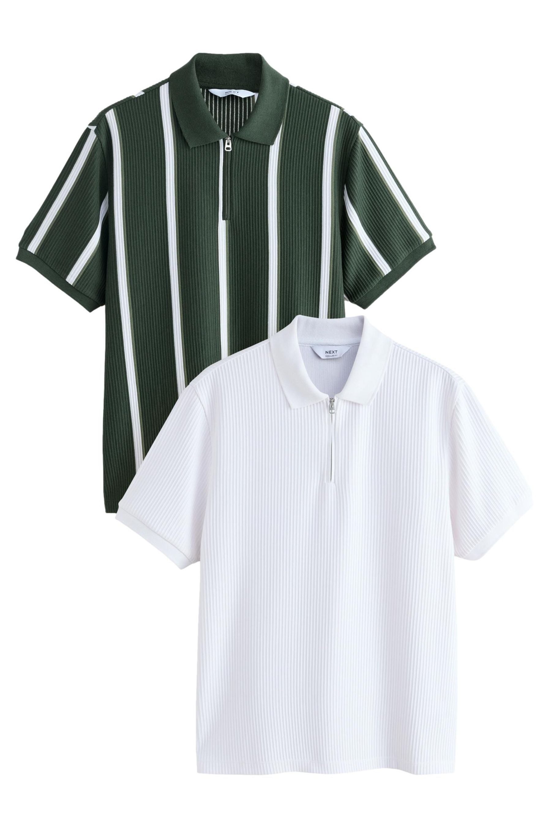 Poloshirt 2er-Pack Polohemden mit Viertelreißverschluss