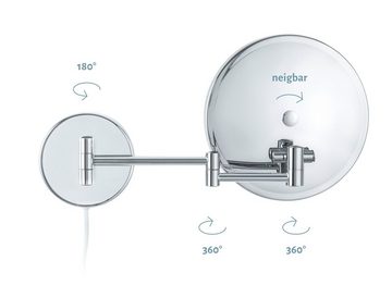 Libaro Kosmetikspiegel Ravenna, LED Kosmetikspiegel 7x Vergrößerung Dimmer Auto-off weißes Kabel
