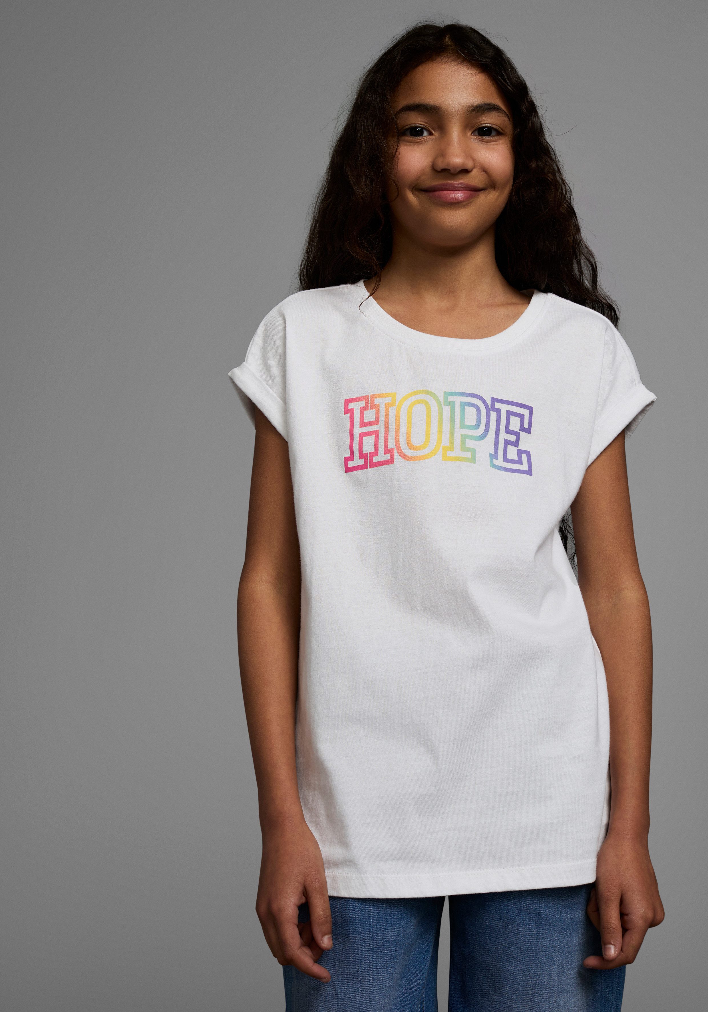 KIDSWORLD T-Shirt Mit Print: HOPE Kurzarm, bequeme Passform, mit Print, Rundhalsausschnitt