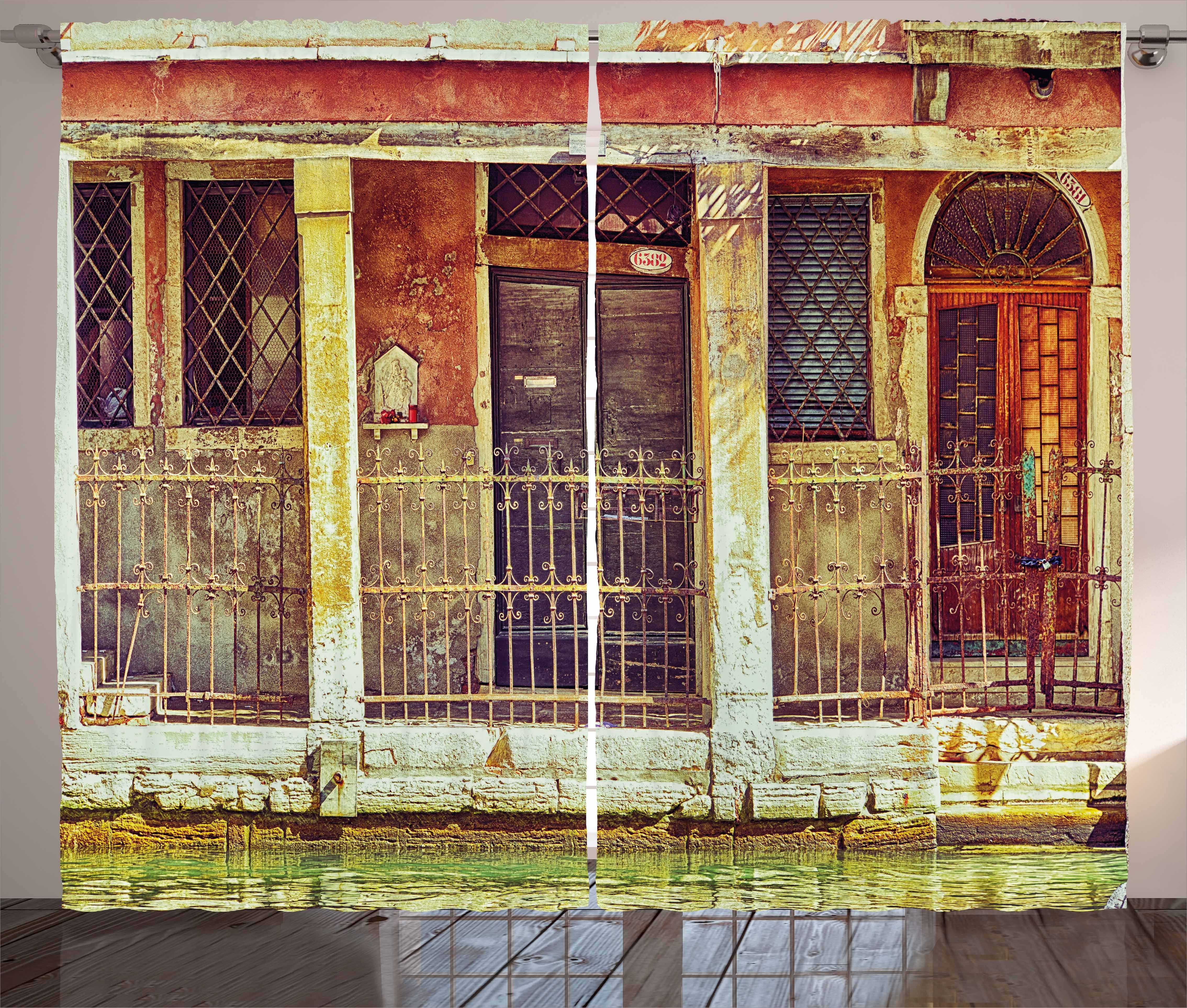 Haken, von Schlaufen Kräuselband Vorhang und Gebäude Venedig Abakuhaus, Gardine Alter Im Schlafzimmer mit Italienisches