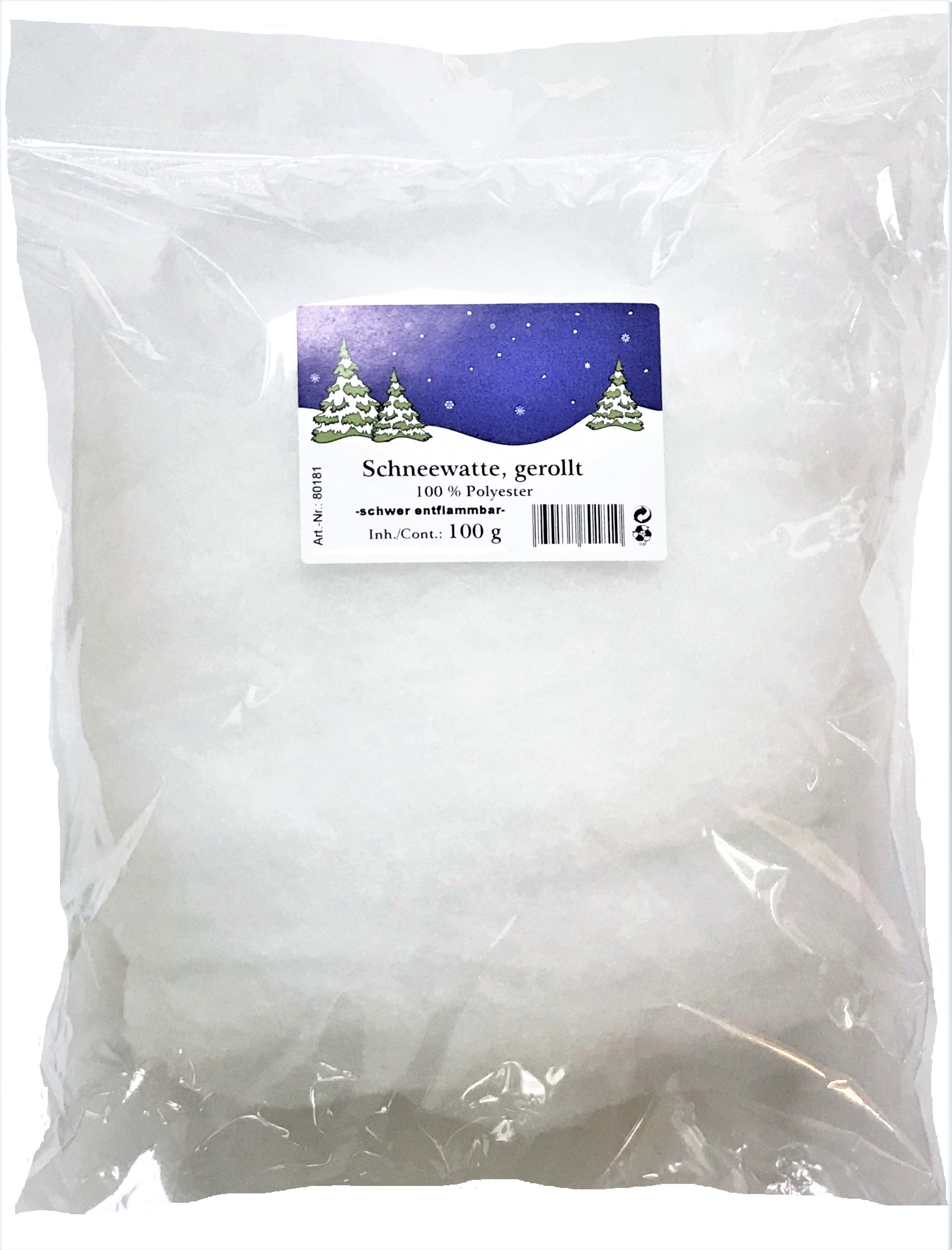 Erwin Hennecken GmbH Ремесленный войлок SCHNEEWATTE, Dekoschnee, Kunstschnee, Schnee GEROLLT 100g
