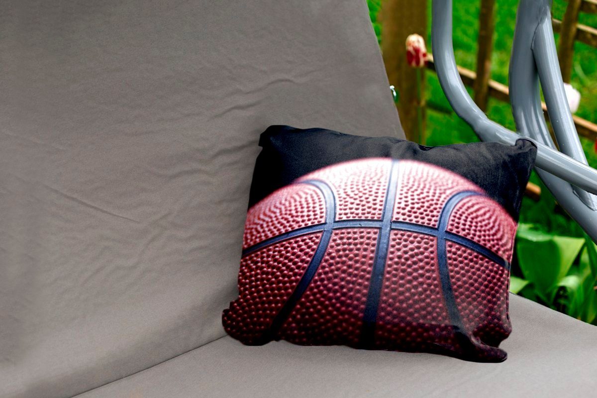 MuchoWow auf Polyester, Basketball Kissenhülle schwarzem Outdoor-Dekorationskissen, Hintergrund, Dekokissen Dekokissenbezug, Ein