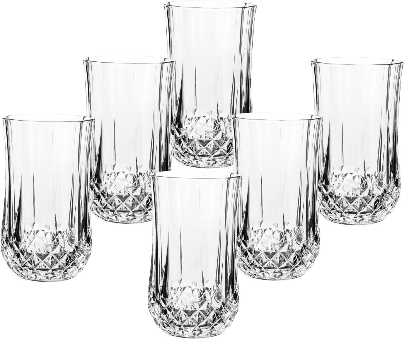 CRISTAL D´ARQUES Longdrinkglas 6 Wassergläser 28cl Longchamp