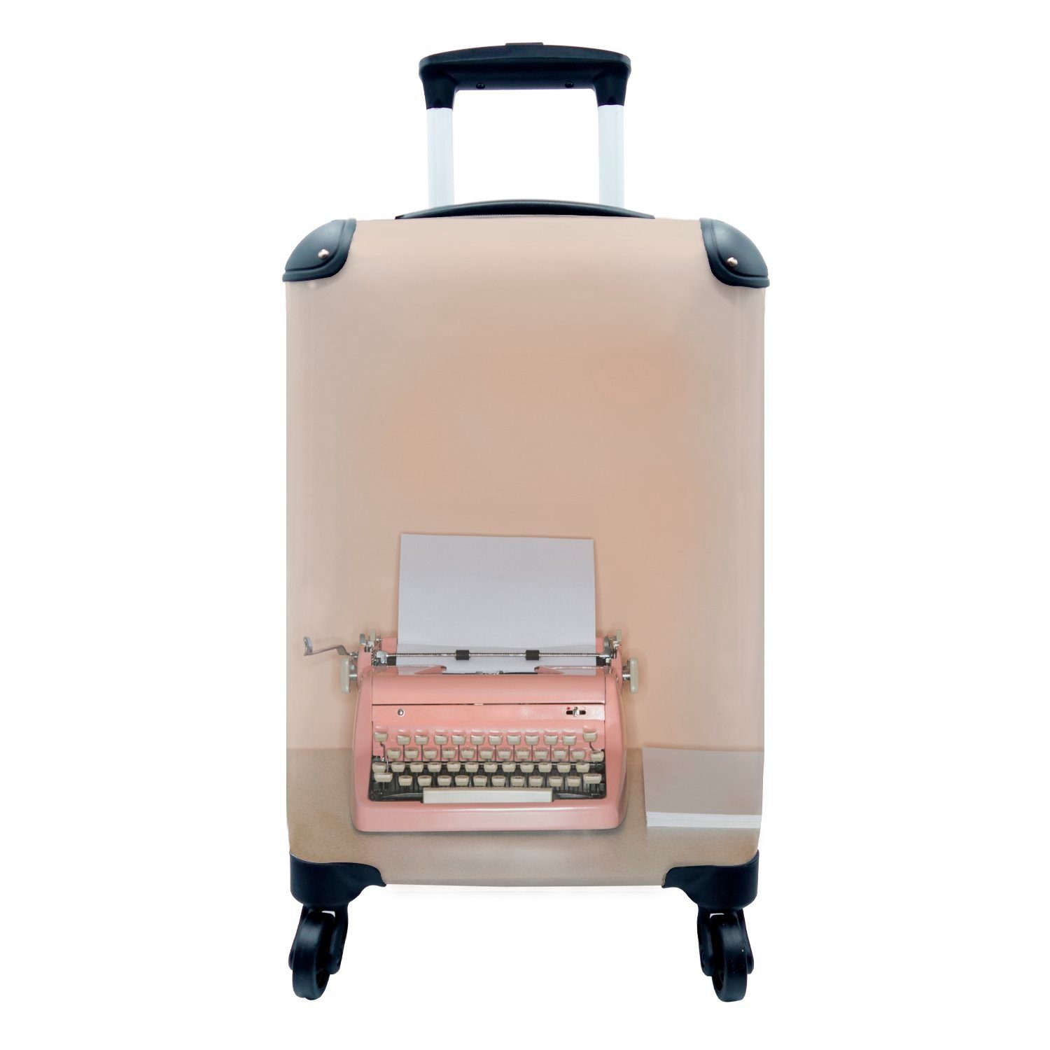 MuchoWow Handgepäckkoffer Antike rosa Schreibmaschine, 4 Rollen, Reisetasche mit rollen, Handgepäck für Ferien, Trolley, Reisekoffer