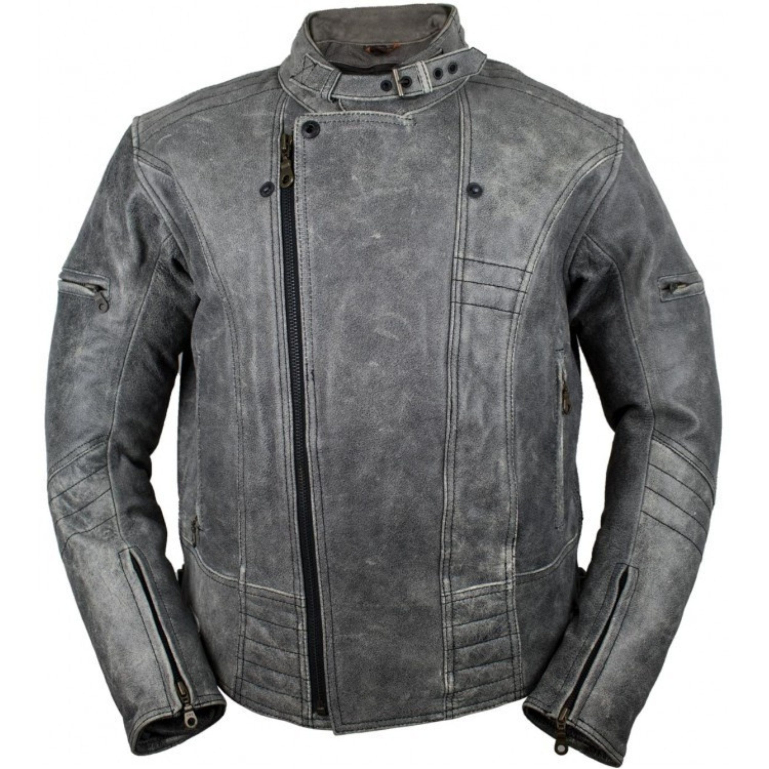 MDM Motorradjacke Herren Motorrad Lederjacke Retro aus echtem Rindsleder mit Protektoren (Herren Motorrad Lederjacke im Retro-Stil) im Vintage-Look mit Protektoren