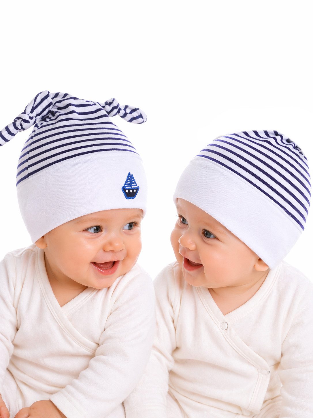 Erstlingsmütze Mütze Baby Mützen 2er Pack gestreift für Neugeborene