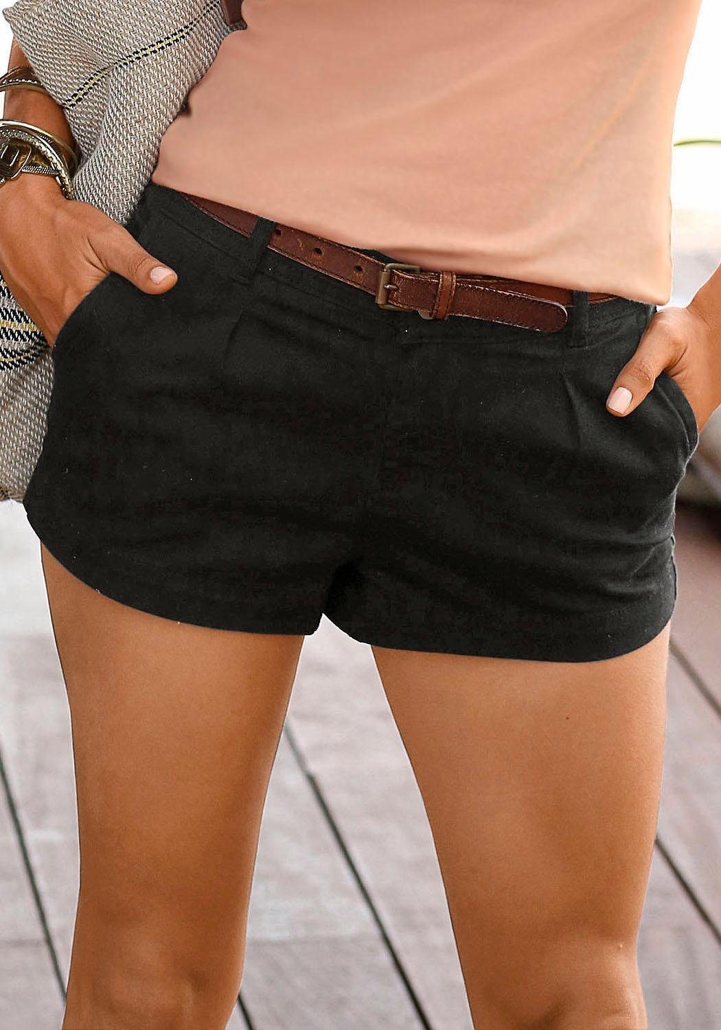 Shorts LASCANA Freizeitlook Baumwollstretch schwarz Hose, Taschen, mit kurze aus