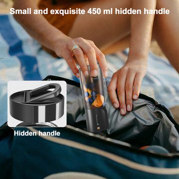BlingBin Entsafter 4000mAh Tragbarer Mixer Smoothie Maker 450mL USB Wiederaufladbarer, 150,00 W, Mini-Mixer mit Griffdeckel für die Reisesportküche