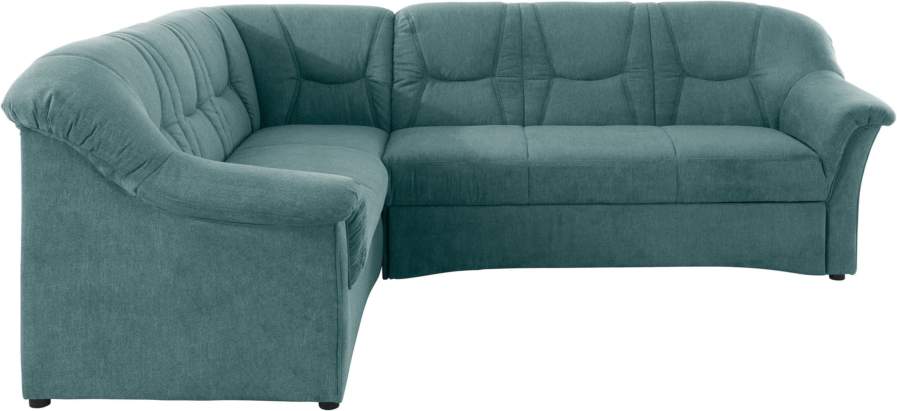 DOMO collection Ecksofa SARAFINA 240x190 cm, auch mit Federkern für mehr Sitzkomfort!, whlw. mit Bettfunktion, elegantes Design, L-Form