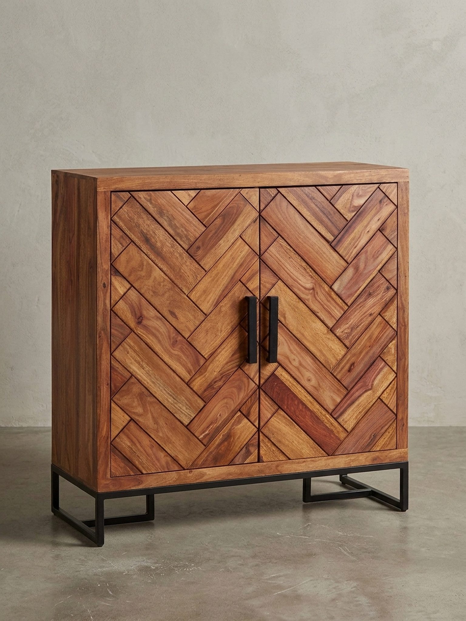 KADIMA DESIGN Schuhschrank Schuhablage Massivholz 100x105x40 cm Fischgrätmuster Diele