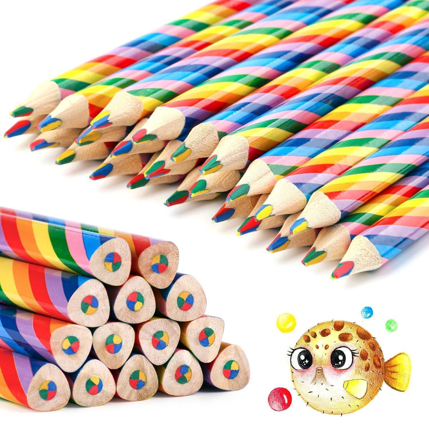 LuxusKollektion Buntstift Regenbogen Buntstifte Kinder 24er Set 4in1 Dreikant