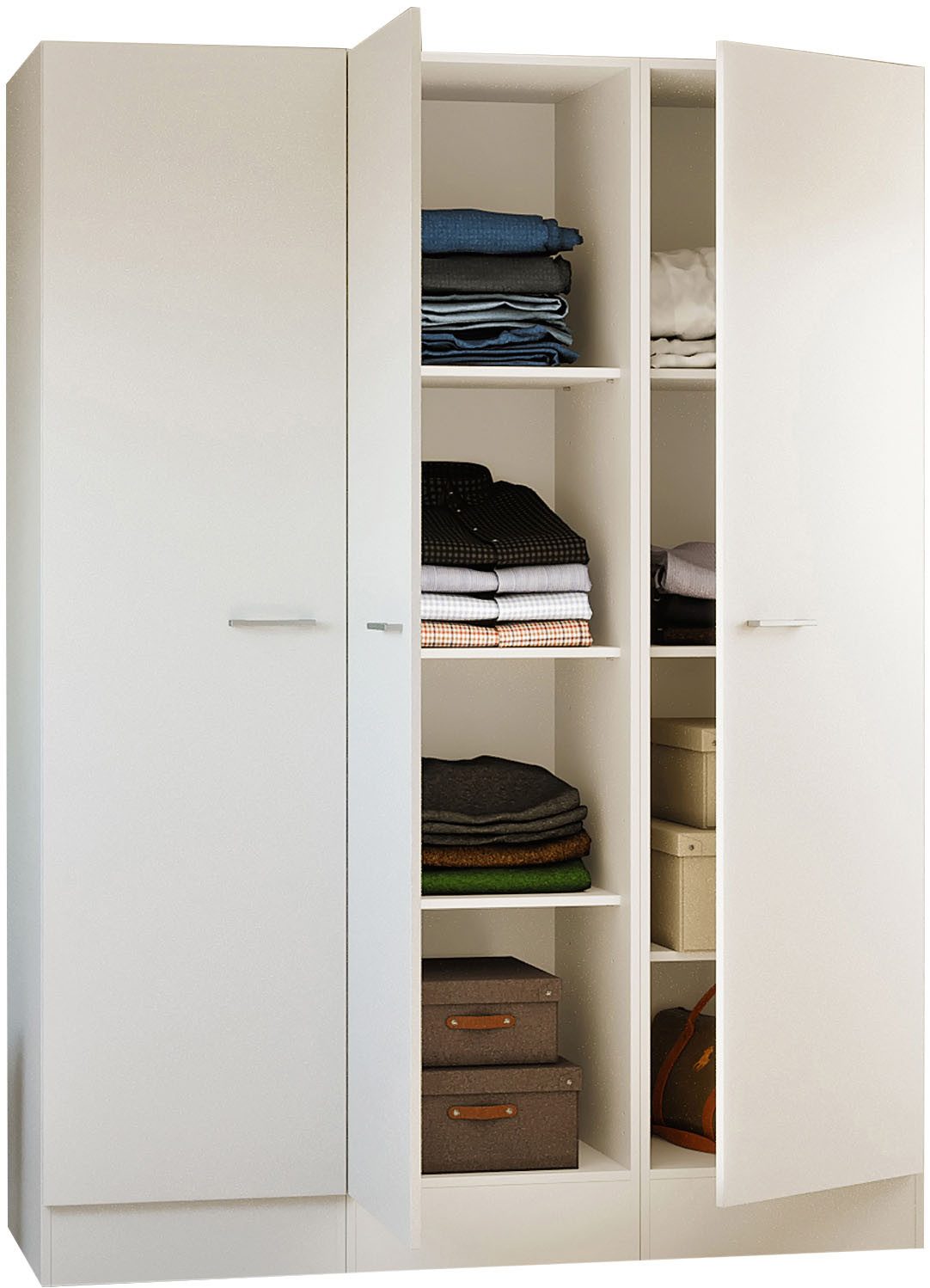 Flex-Well Mehrzweckschrank-Set LUCCA, 3-teilig, Büro, Ankleide, Küche oder Werkstatt.., Breite 150 cm, (Komplett-Set, 3-St., bestehend aus: 3 Vorratsschränken mit jeweils 4 großen Fächern), Kombination aus 3 Vorratsschränken