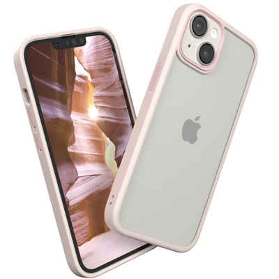 EAZY CASE Handyhülle Outdoor Case für Apple iPhone 14 / Apple iPhone 13 6,1 Zoll, Hülle kompatibel mit Qi & Magsafe Transparent Backcover Rosé / Altrosa