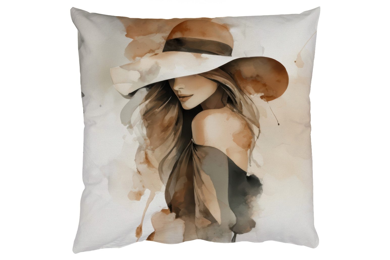 MuchoWow Dekokissen Mysteriös - Frau - Sepia, Zierkissen mit Füllung für Wohnzimmer, Sofakissen, 40x40 cm