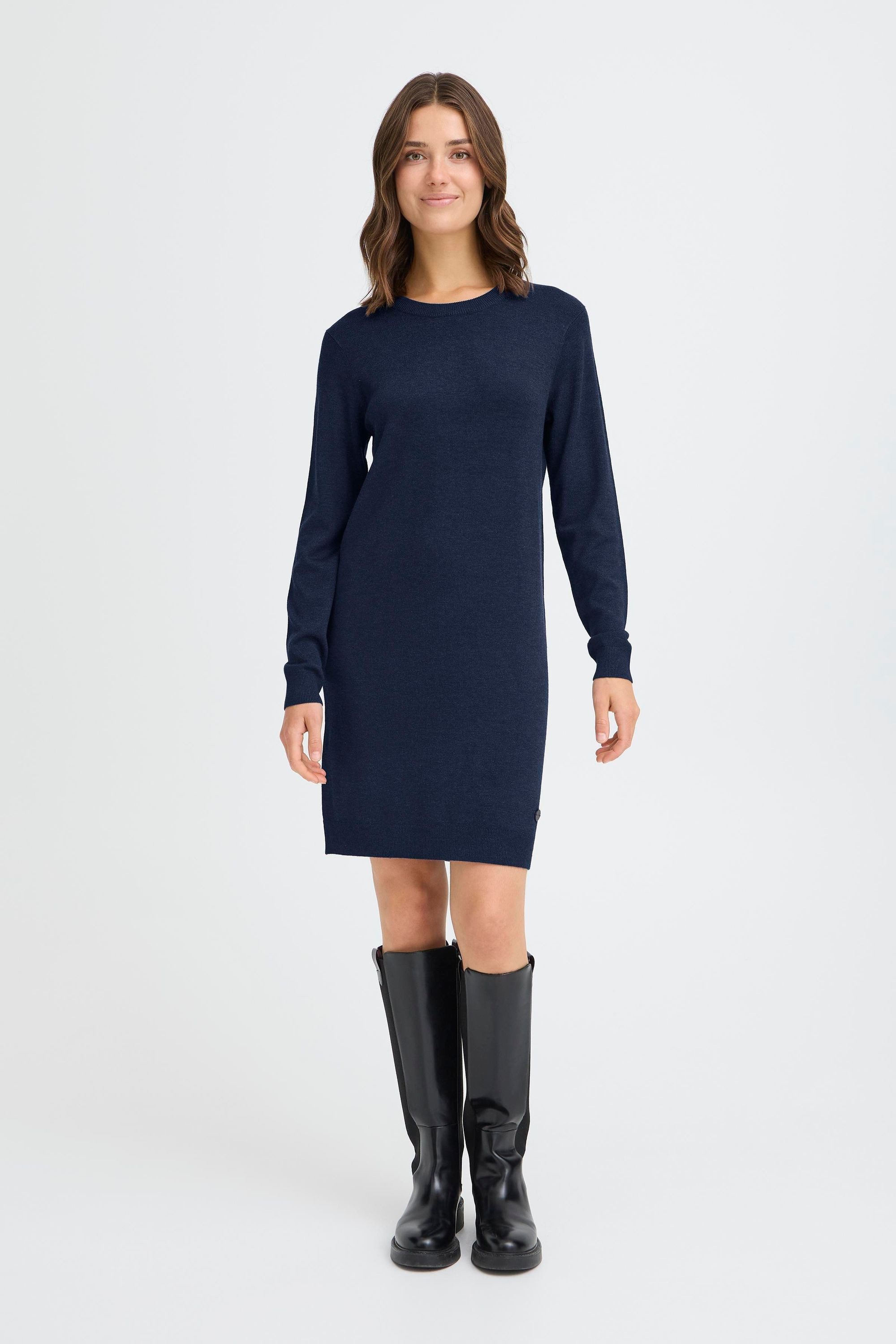 OXMO Strickkleid OXAida Gemütliches Strickkleid mit Rundhalsausschnitt
