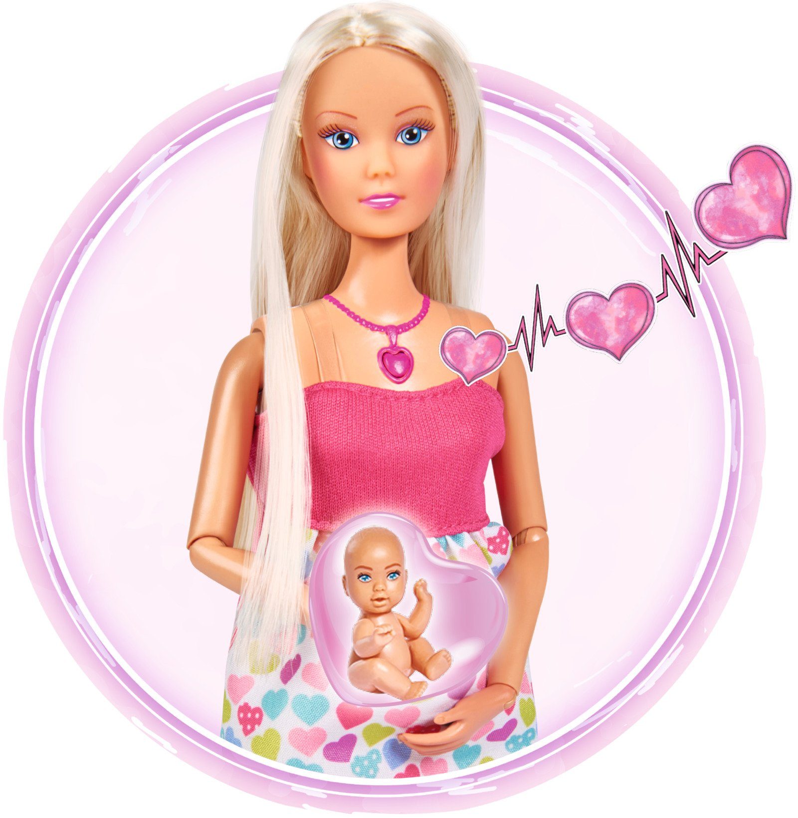 SIMBA Anziehpuppe Steffi Love, Babyglück, mit Soundeffekt und Babyzubehör