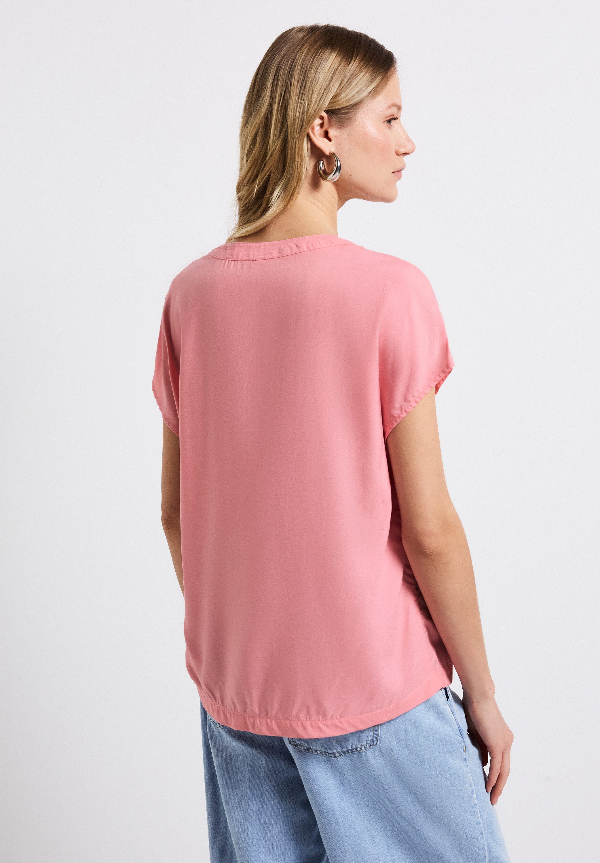 STREET ONE Kurzarmbluse Split Neck