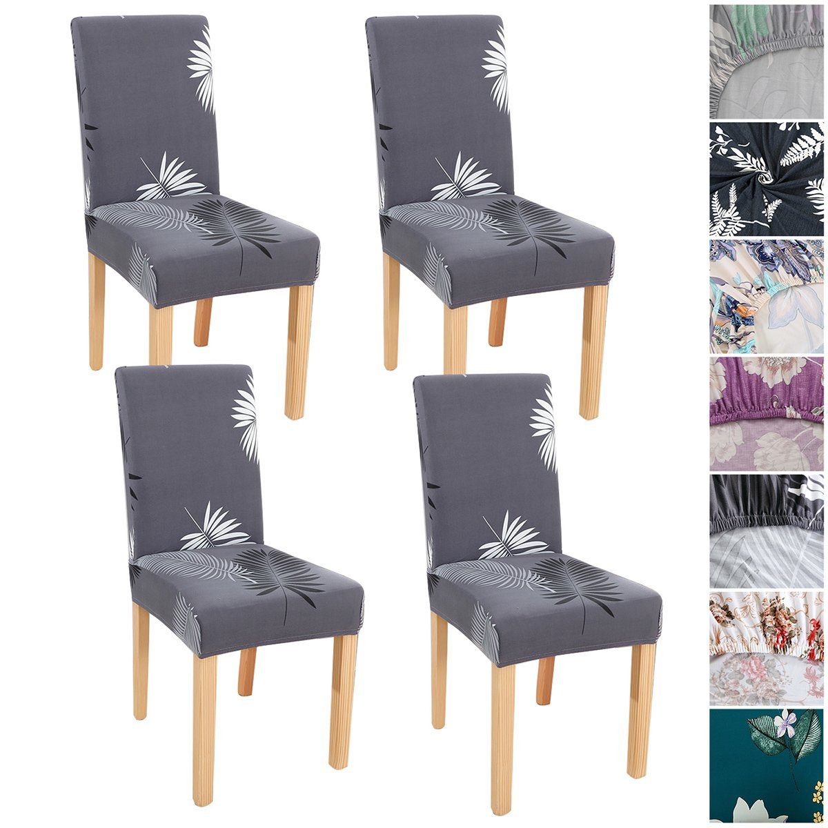Stuhlhusse, HOMEIDEAS, 2er 4er 6er Set Stühle Schutz Dekoration Stuhlbezug Grau