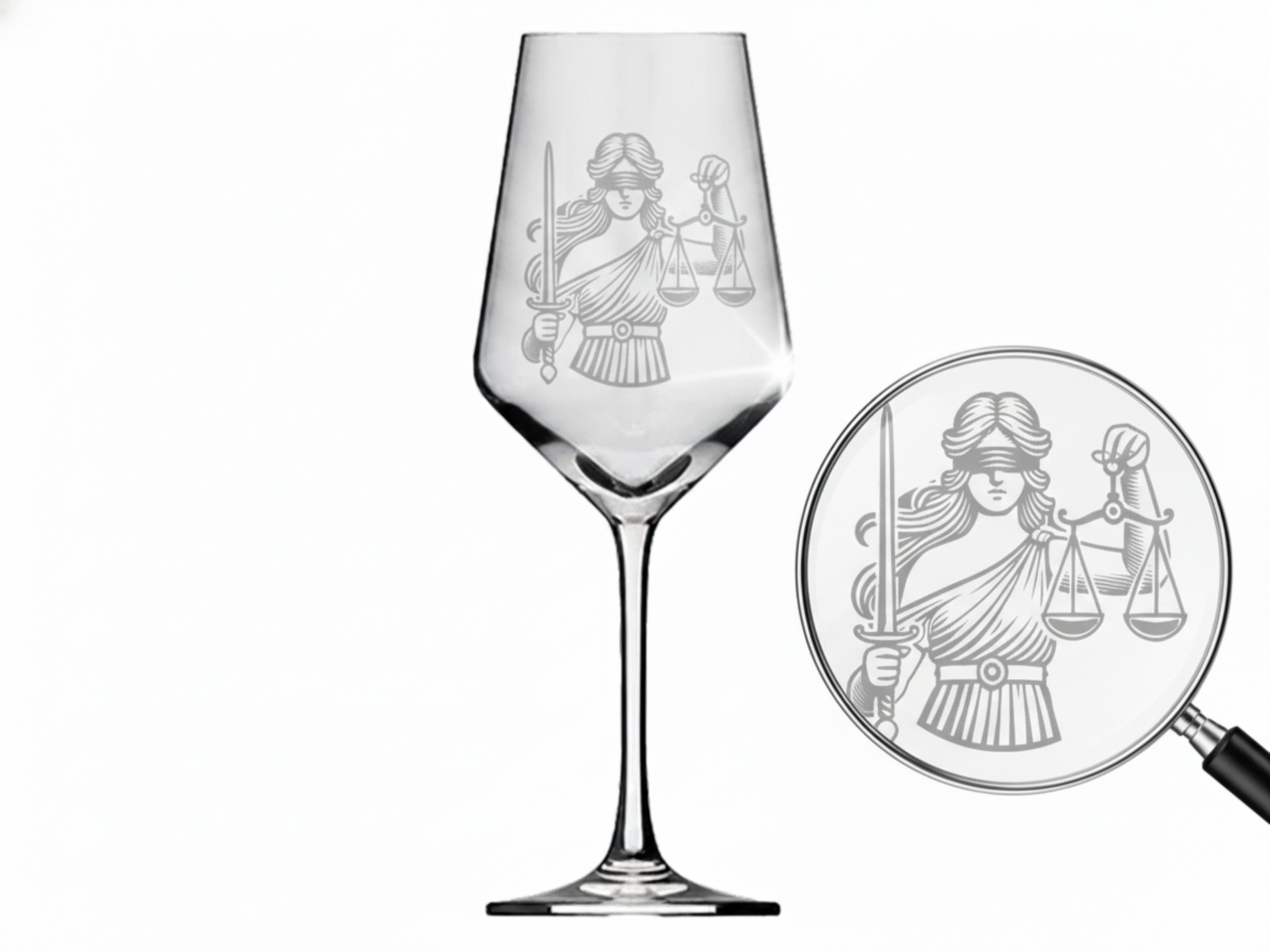 eXODA Weinglas Weinglas Justitia Gravur 350ml spülmaschinenfest, 1-tlg., Glas, Atemberaubende Darstellung