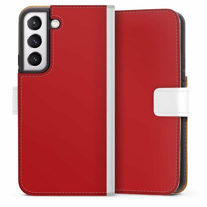 DeinDesign Handyhülle Rot einfarbig Farbe Karminrot Samsung Galaxy S22 Hülle Handy Flip Case Wallet Cover