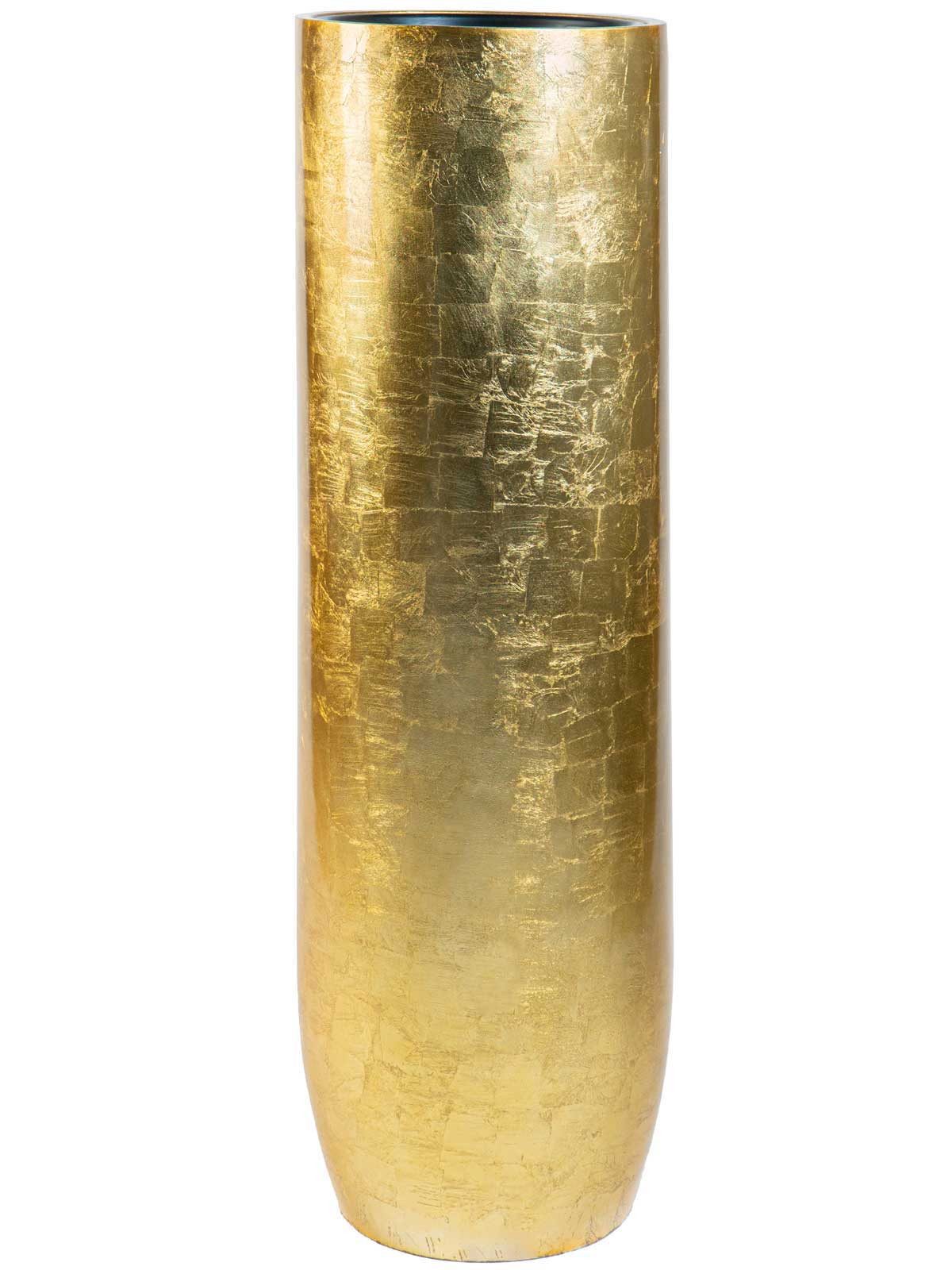 VIVANNO Bodenvase Fiberglas SOLERIO Rund - Blattgold Blattoptik Hochglanz (1 St), 33x100 cm