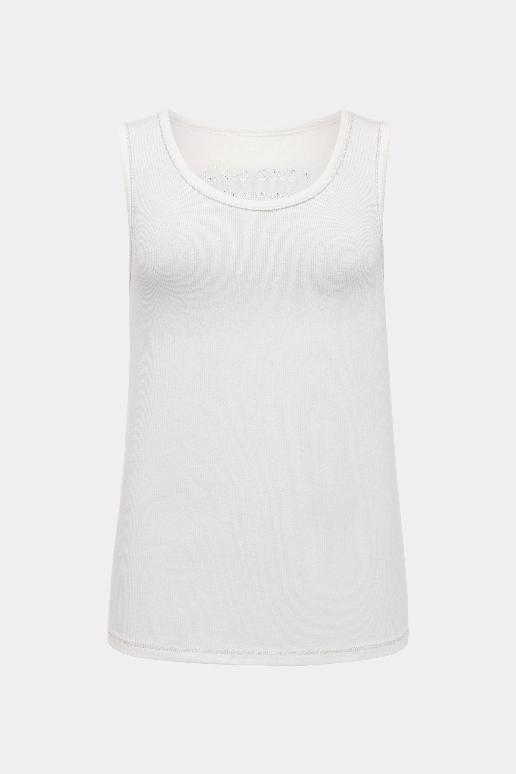 six-o-seven Kurzarmshirt Six-o-Seven Basic Baumwolle Stricktop in WHITE