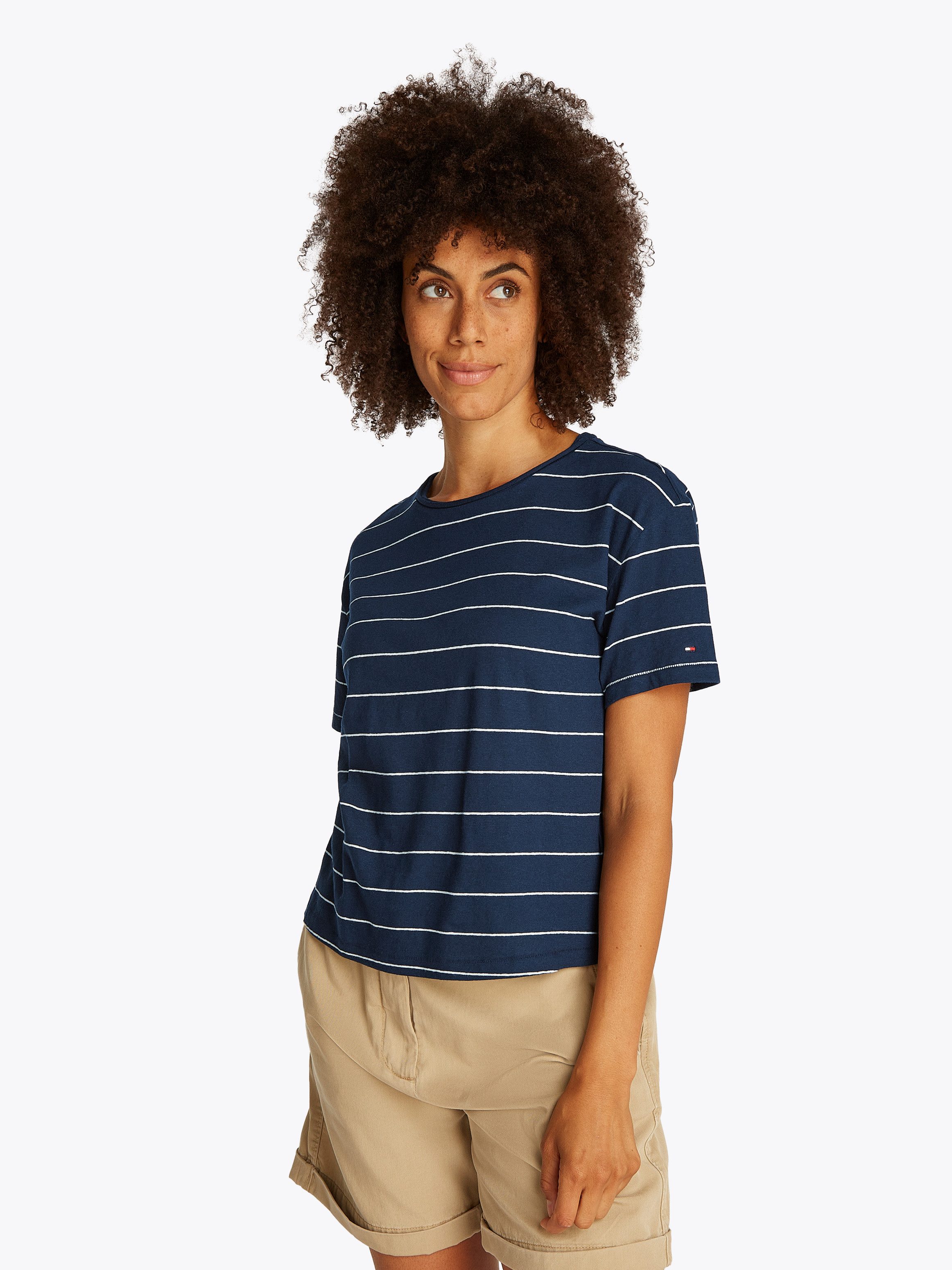 Tommy Hilfiger Kurzarmshirt MODERN CO LINEN C-NK SS mit Streifenmuster,kühl günstig online kaufen