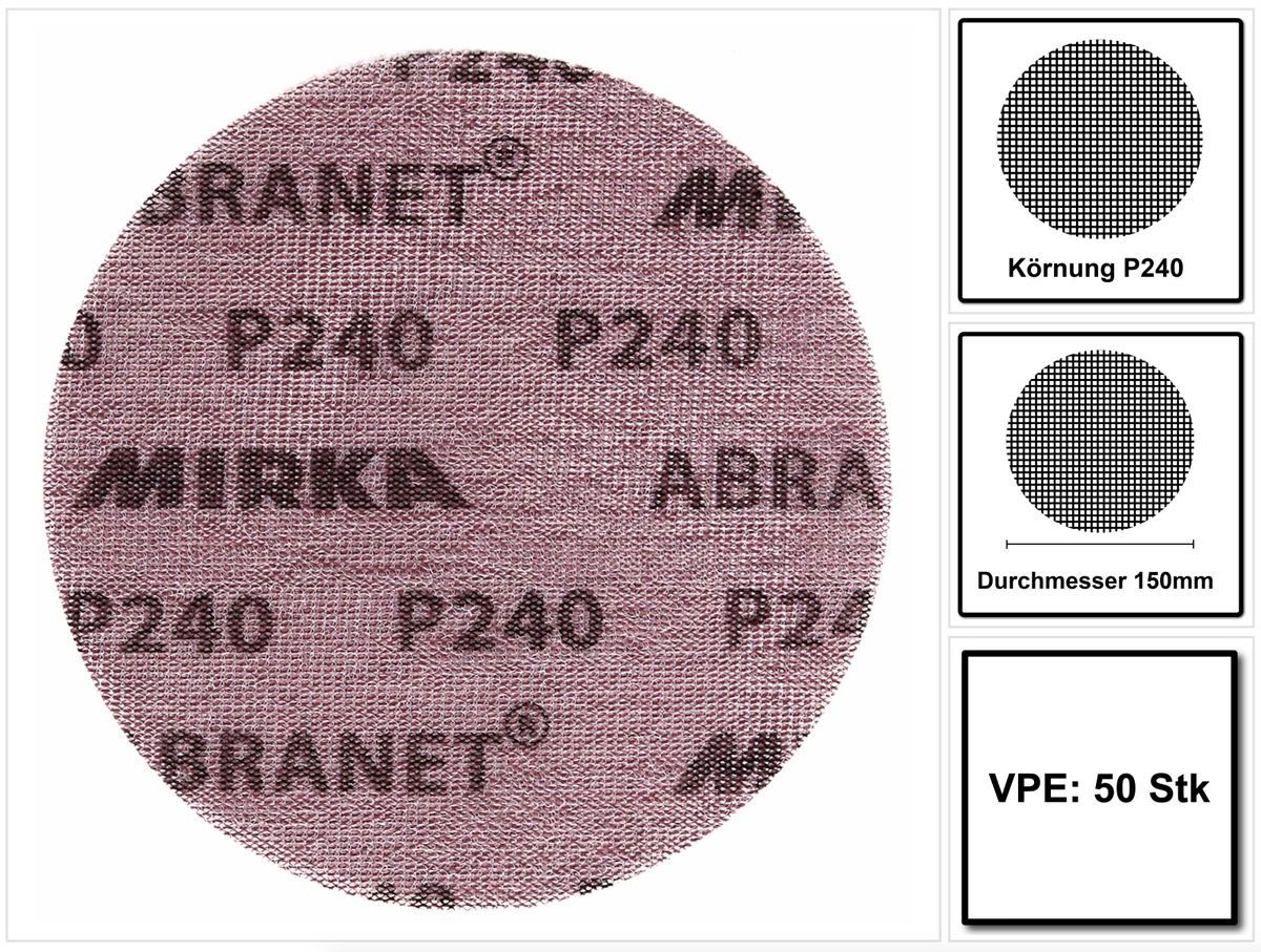 Mirka Schleifscheibe ABRANET Schleifscheiben Grip 150mm P240 50 Stk. (5424105025)