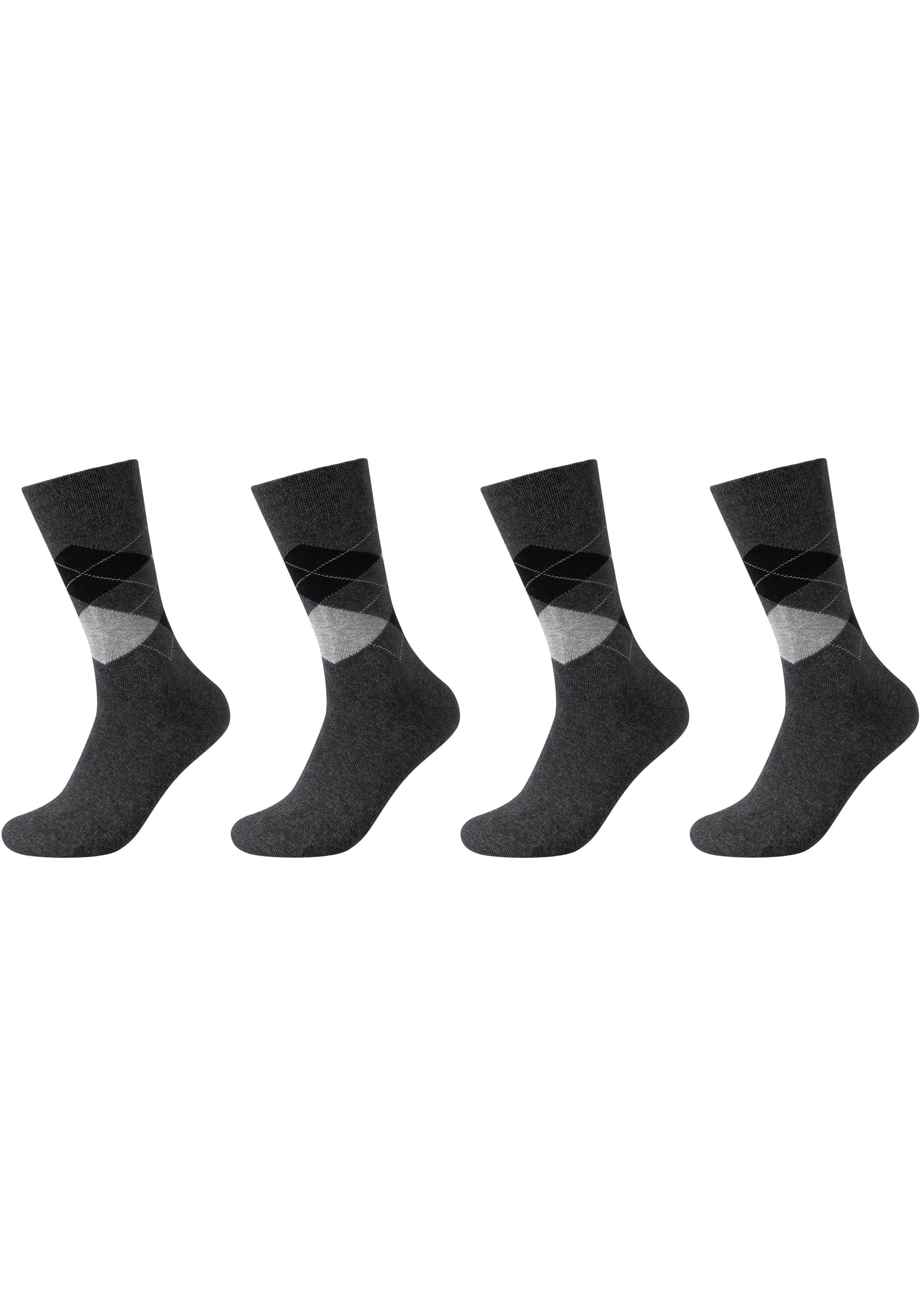 anthrazit Faltenfreier Socken (Packung, 4-Paar) Camano dank Tragekomfort Elasthan-Anteil