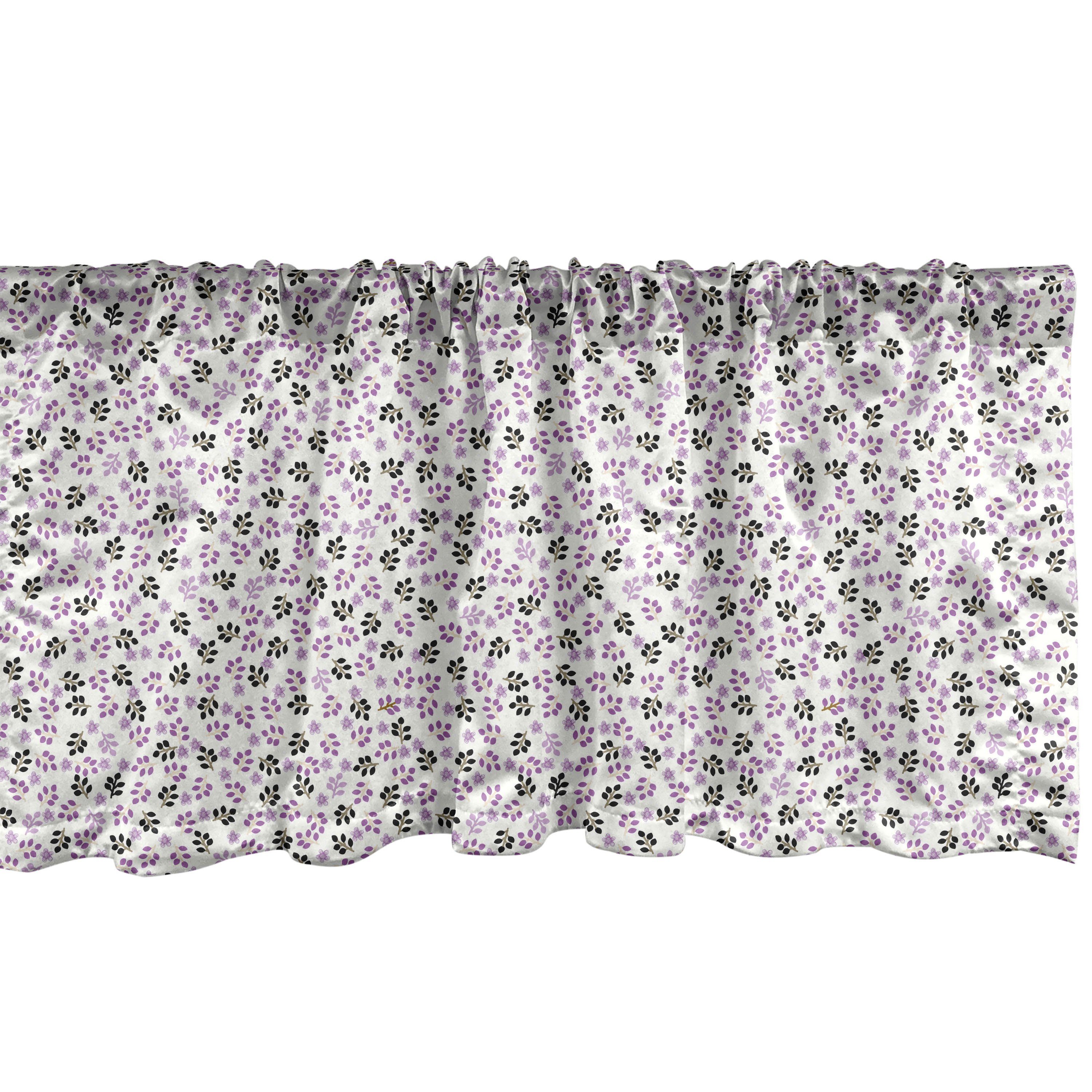 Scheibengardine Vorhang Volant für Küche Schlafzimmer Dekor mit Stangentasche, Abakuhaus, Microfaser, Blumen Minimale Blumen und Blätter