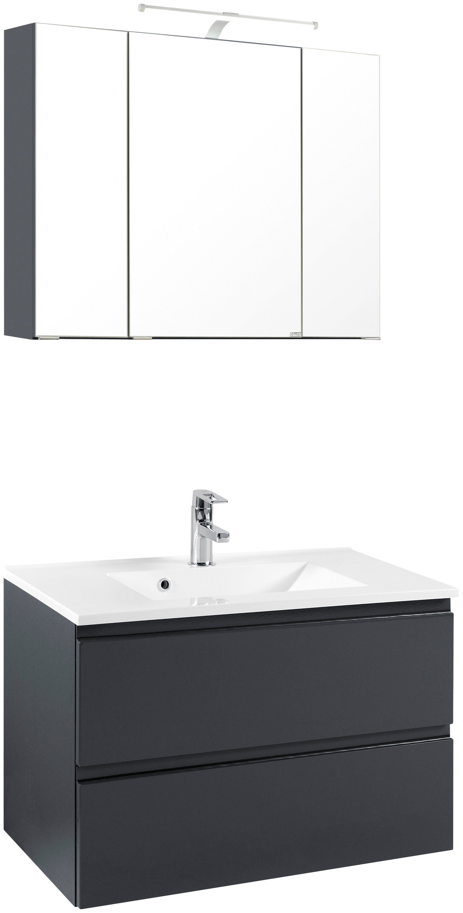 welltime Badmöbel-Set Cardiff, (2-St), Breite 80 cm, griffloses Design