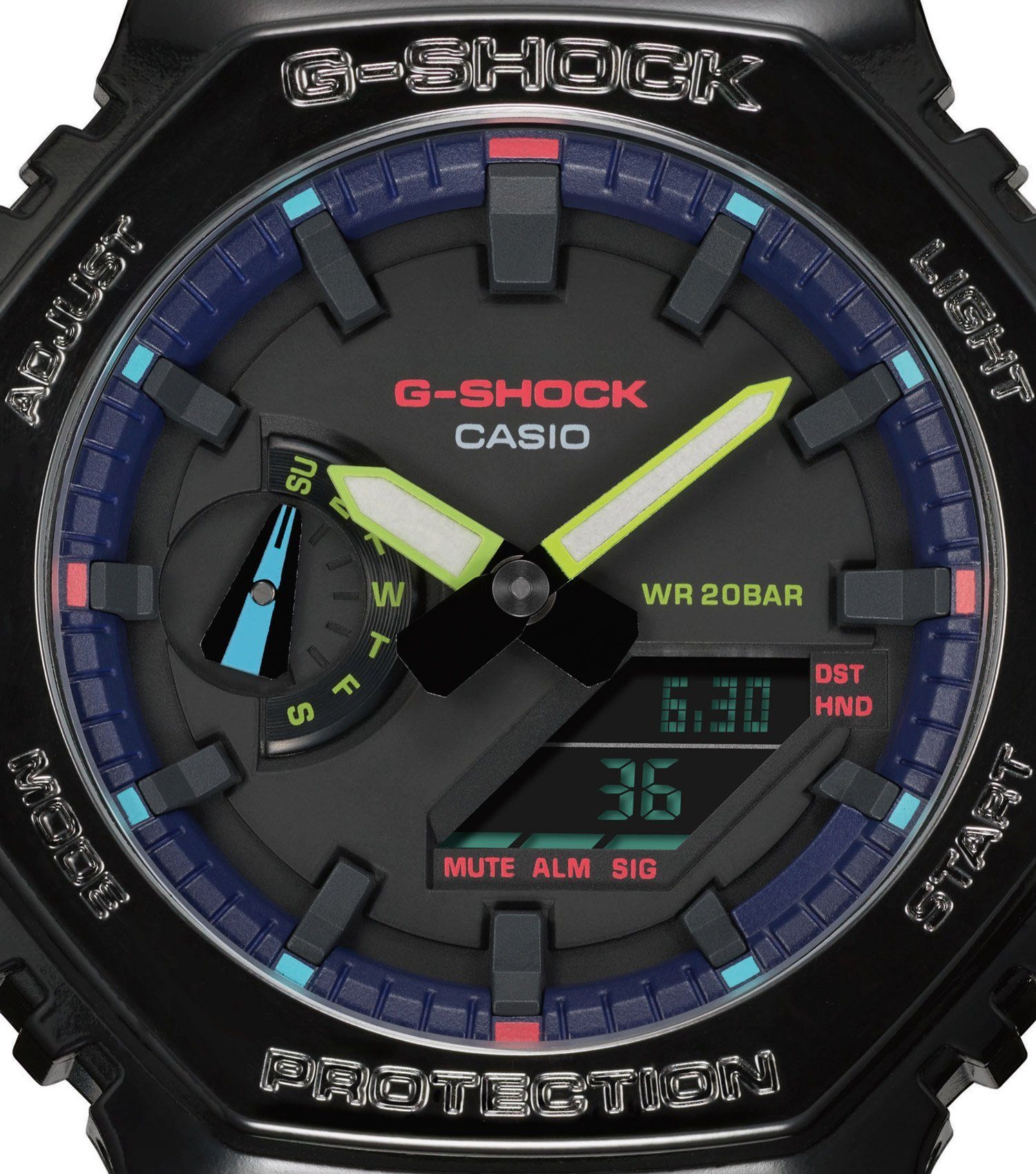 CASIO Digitaluhr G-Shock Schwarz/Regenbogen G-SHOCK AnaDigi Classic