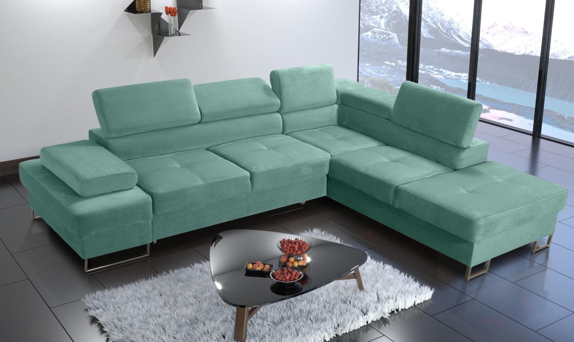 JVmoebel Ecksofa, Ecksofa Polsterung Couch Textil Wohnzimmer L-Form Modern gelb Grün