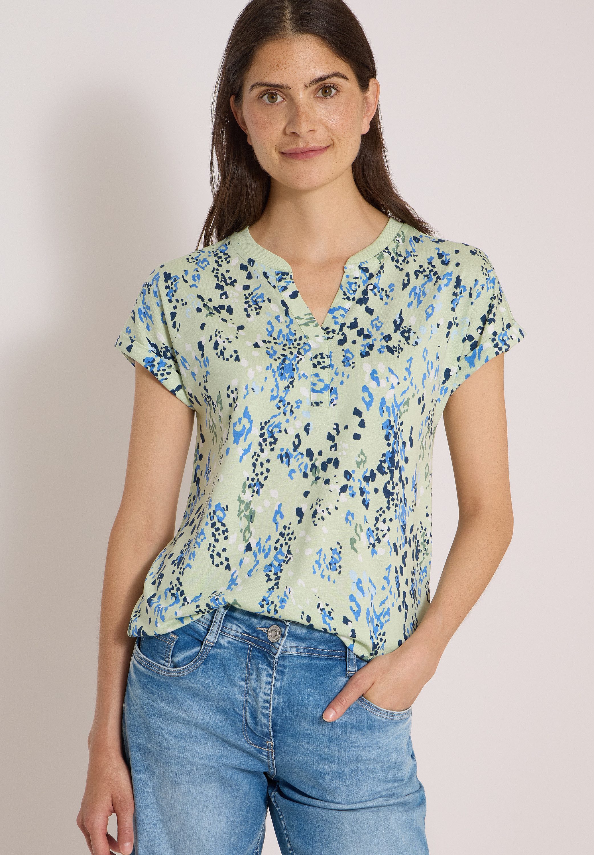 CECIL Kurzarmshirt Sommershirt mit grafischem Muster