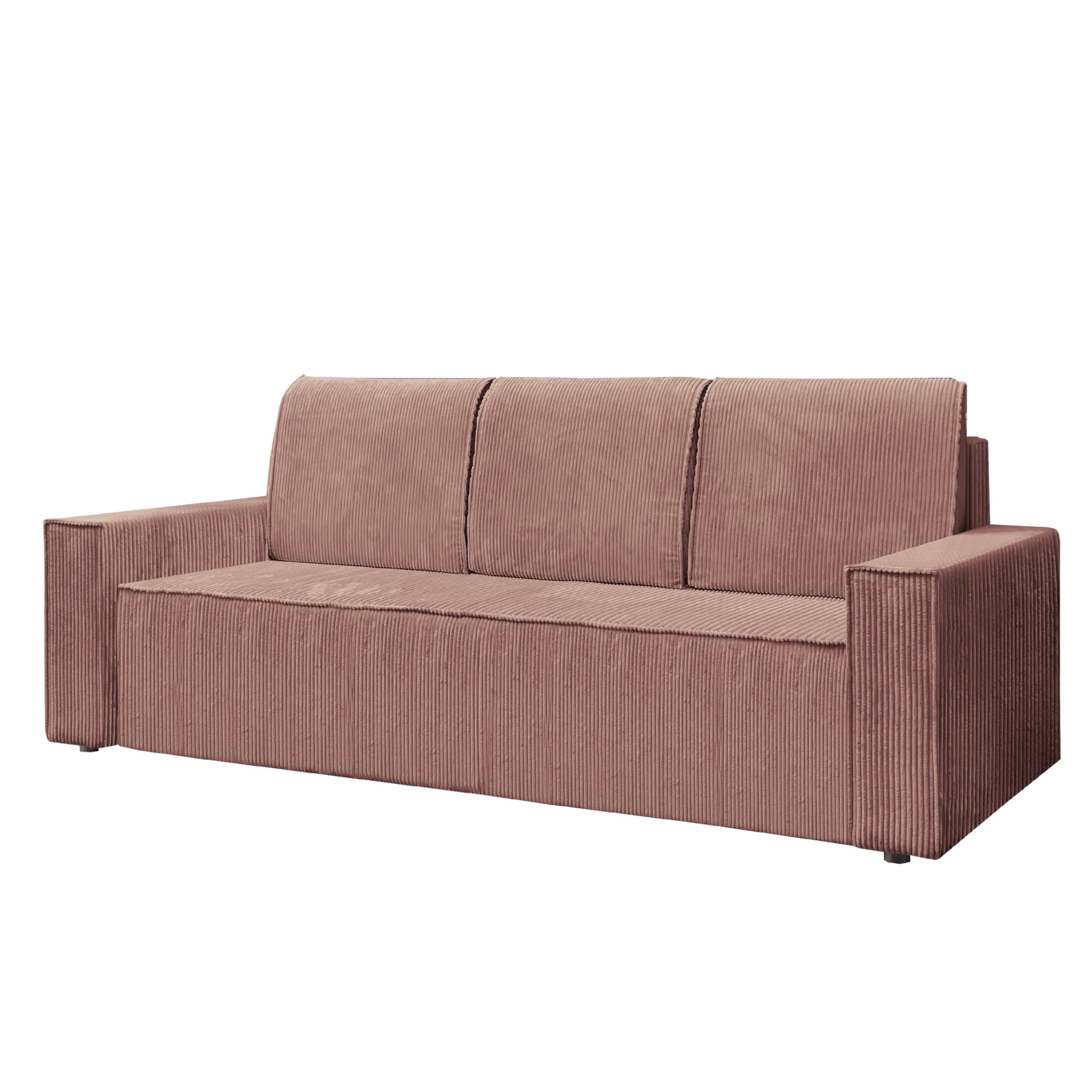 KIER FURNITURE Sofa mit Schlaffunktion, 236 cm lang, mit Bettkasten, 143x200 cm - Rosa